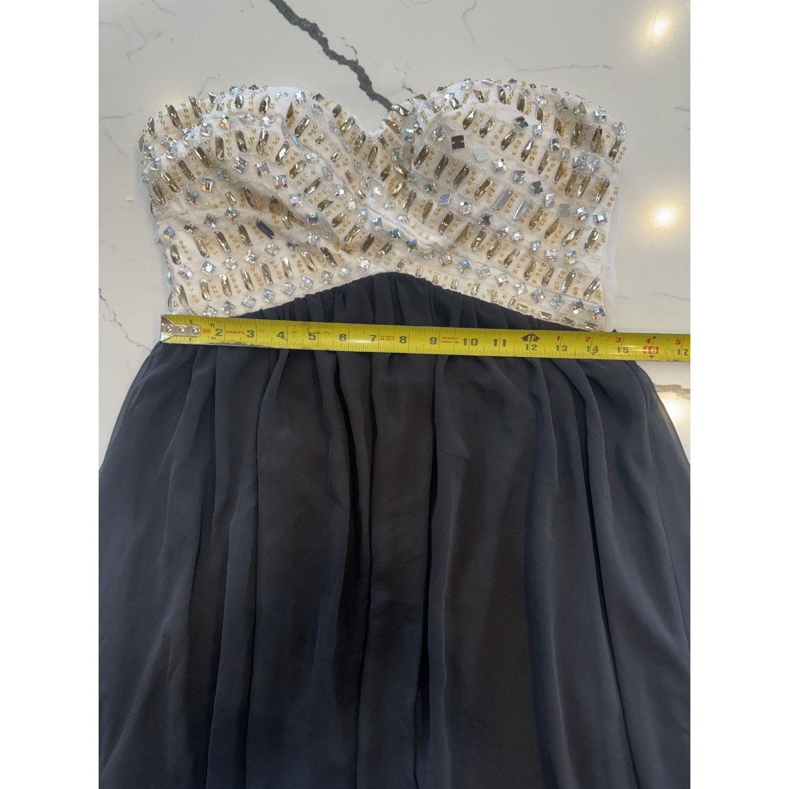 Other B Smart Strapless Beaded Party Mini Dress Womens black Ivory Size L / US 10 / IT 46 - 2 Thumbnail