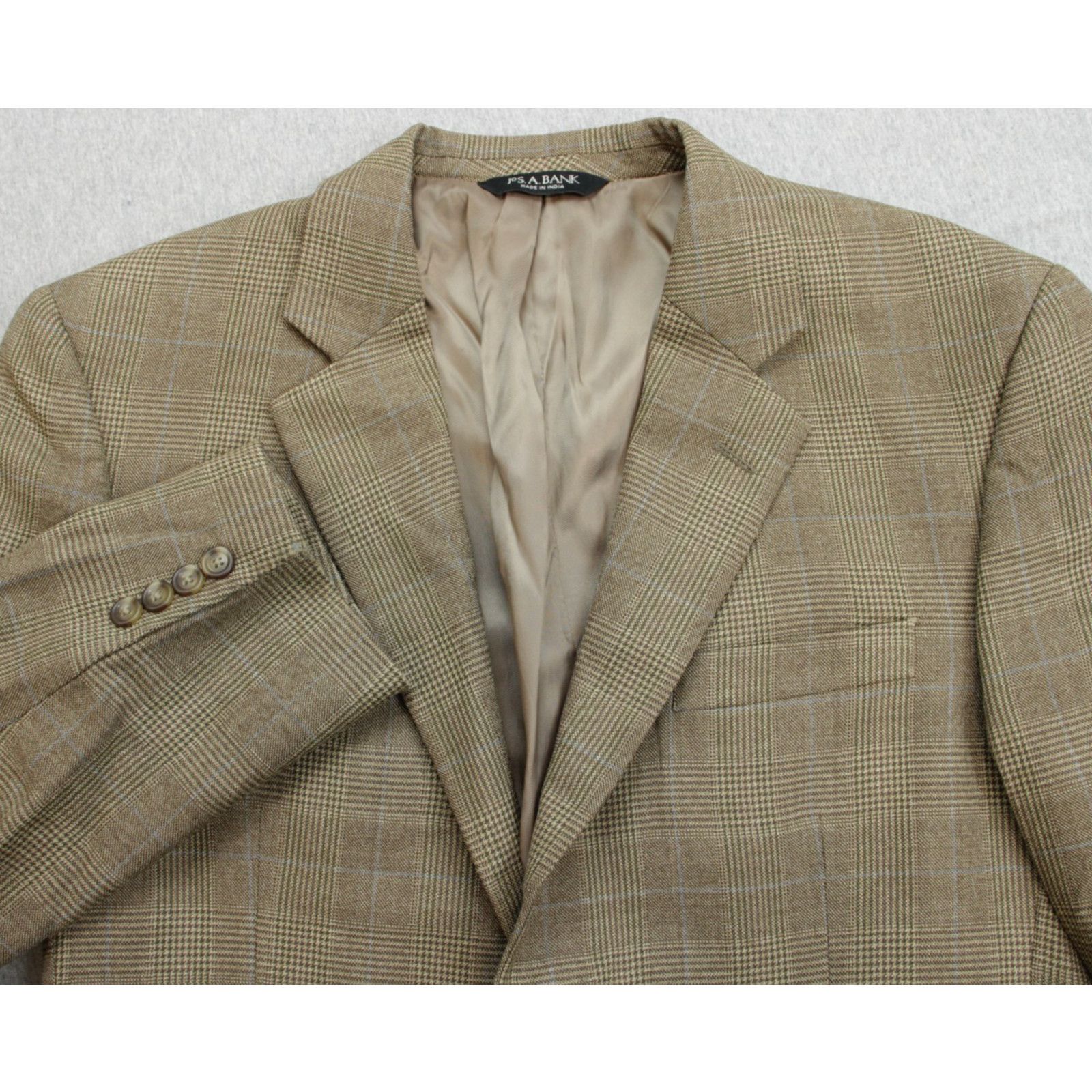 Jos. A. Bank Jos A Bank Blazer Mens 40R Brown Glen Plaid 100% Wool Size 40R - 1 Thumbnail