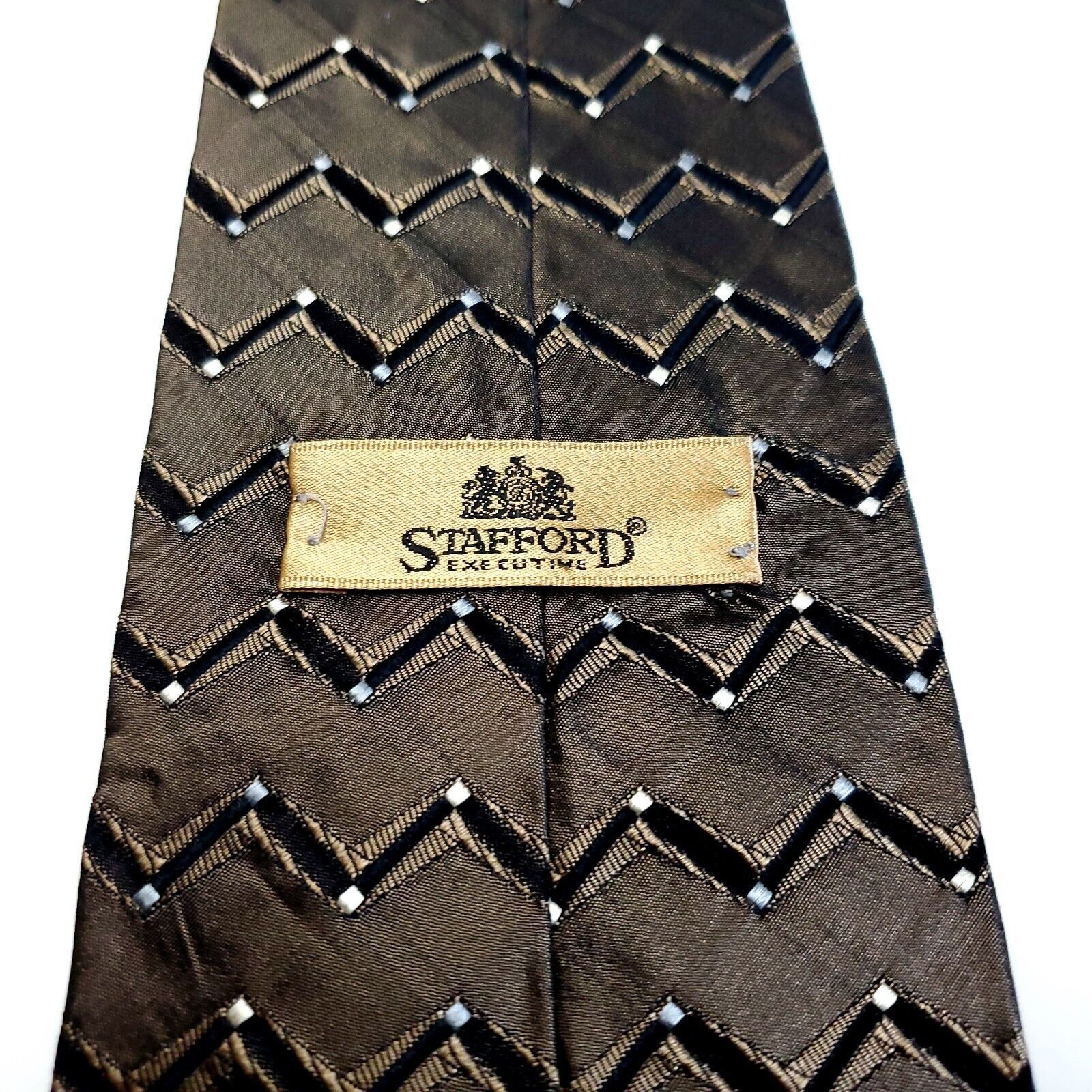 Stafford Stafford Executive Brown Beige Black Woven Geometric Short S Size ONE SIZE - 3 Thumbnail
