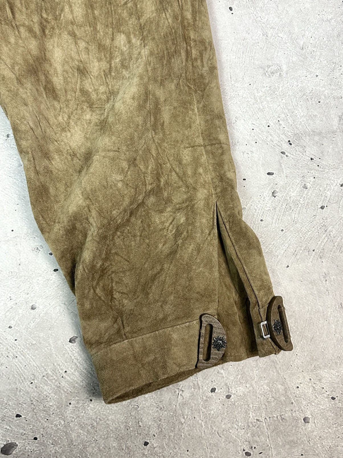 Leather Vintage Landhaus Suede Beige Wooden Parts Women’s Pants Size 36" / US 14 / IT 50 - 4 Thumbnail