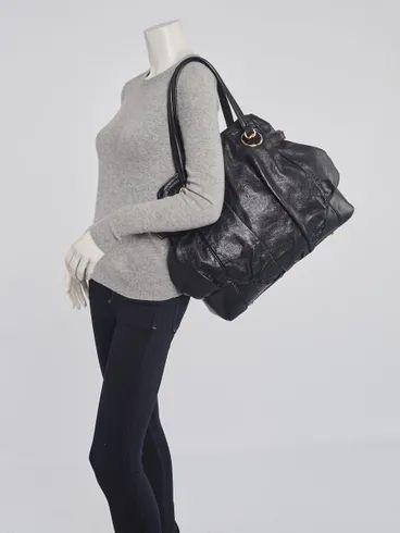 Gucci Authentic Gucci Guccisima Black Leather Full Moon Large Tote Size ONE SIZE - 1 Thumbnail