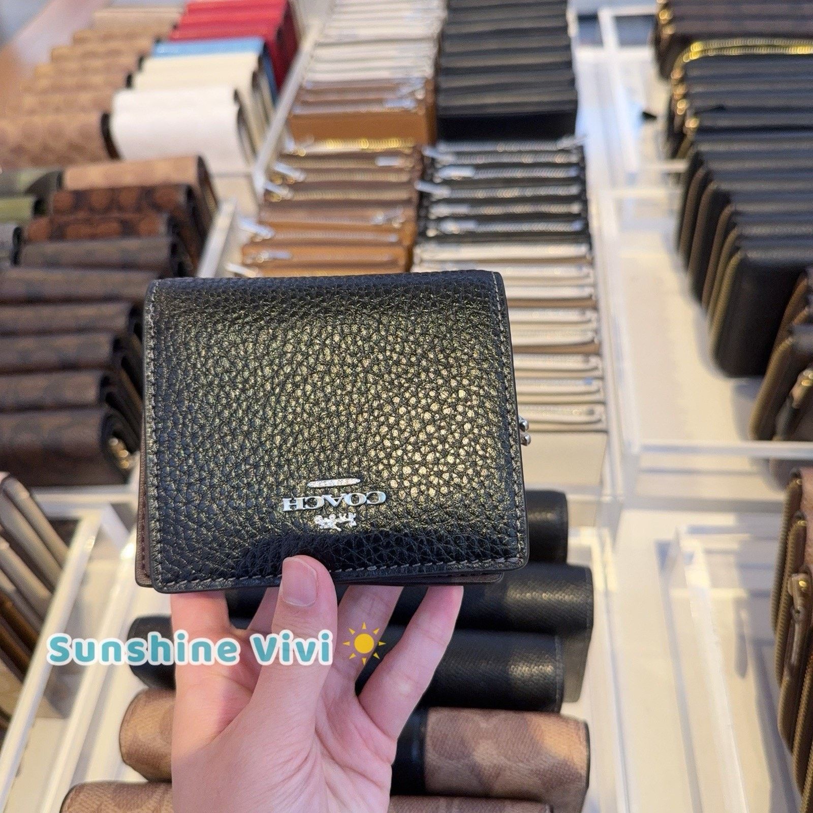 Coach NWT Coach Snap Wallet CBO77 Gold/Black Shiny Pebble Leather Size ONE SIZE - 2 Thumbnail