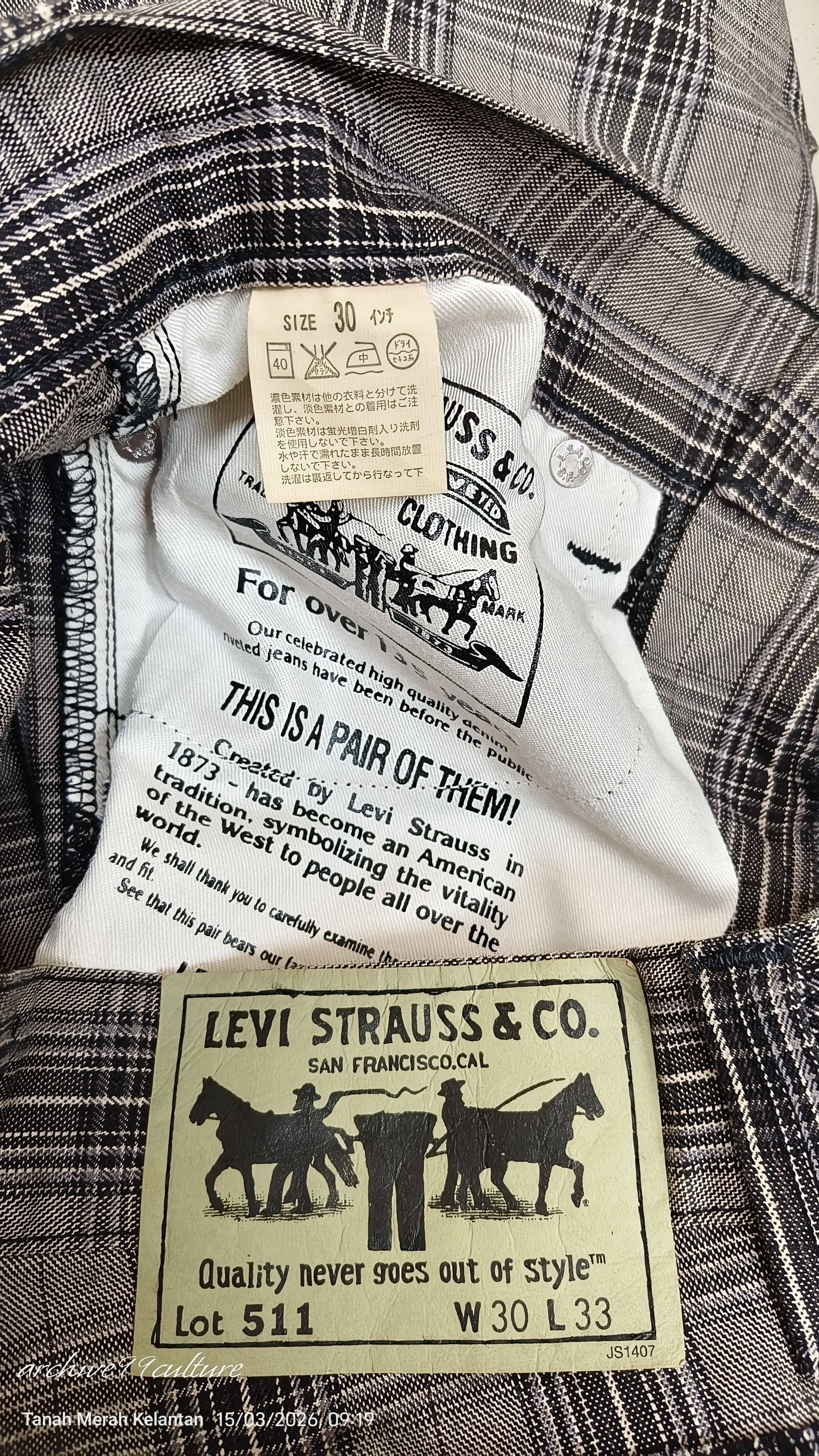 Levi's Levi’s Japan 511 Slim Plaid Tartan Checkered Trousers Size US 30 / EU 46 - 3 Thumbnail