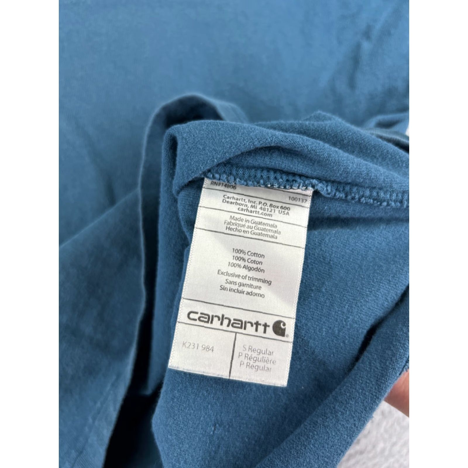 Carhartt VINTAGE Carhartt Shirt Mens S Blue Long Sleeve Crew Neck K231 Pocket Cotton Shirt Adult Small Blue Logo Work American 90s Shirts Mens Size US S / EU 44-46 / 1 - 4 Thumbnail
