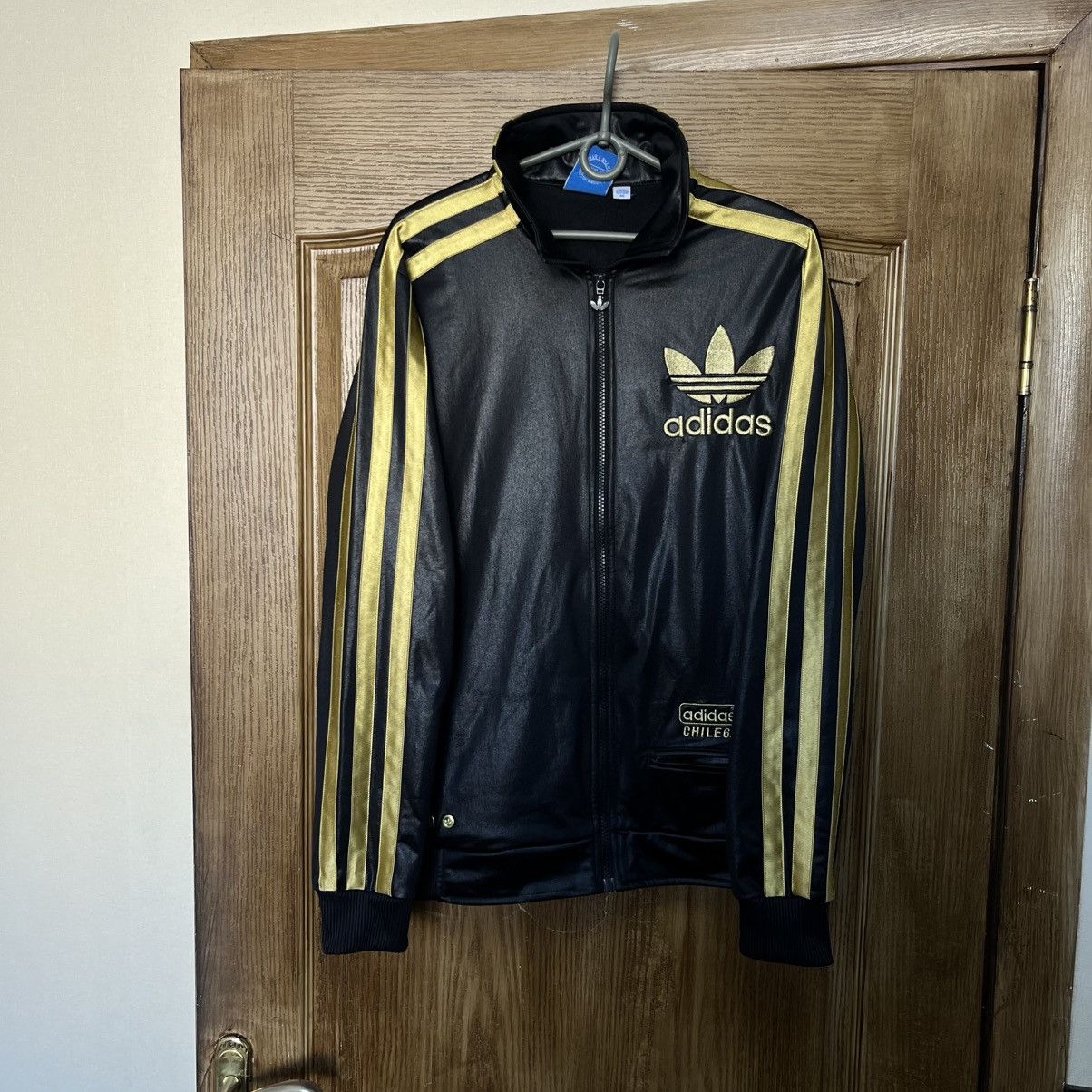 Vintage Adidas Chile 62 Limited shiny black track jacket y2k