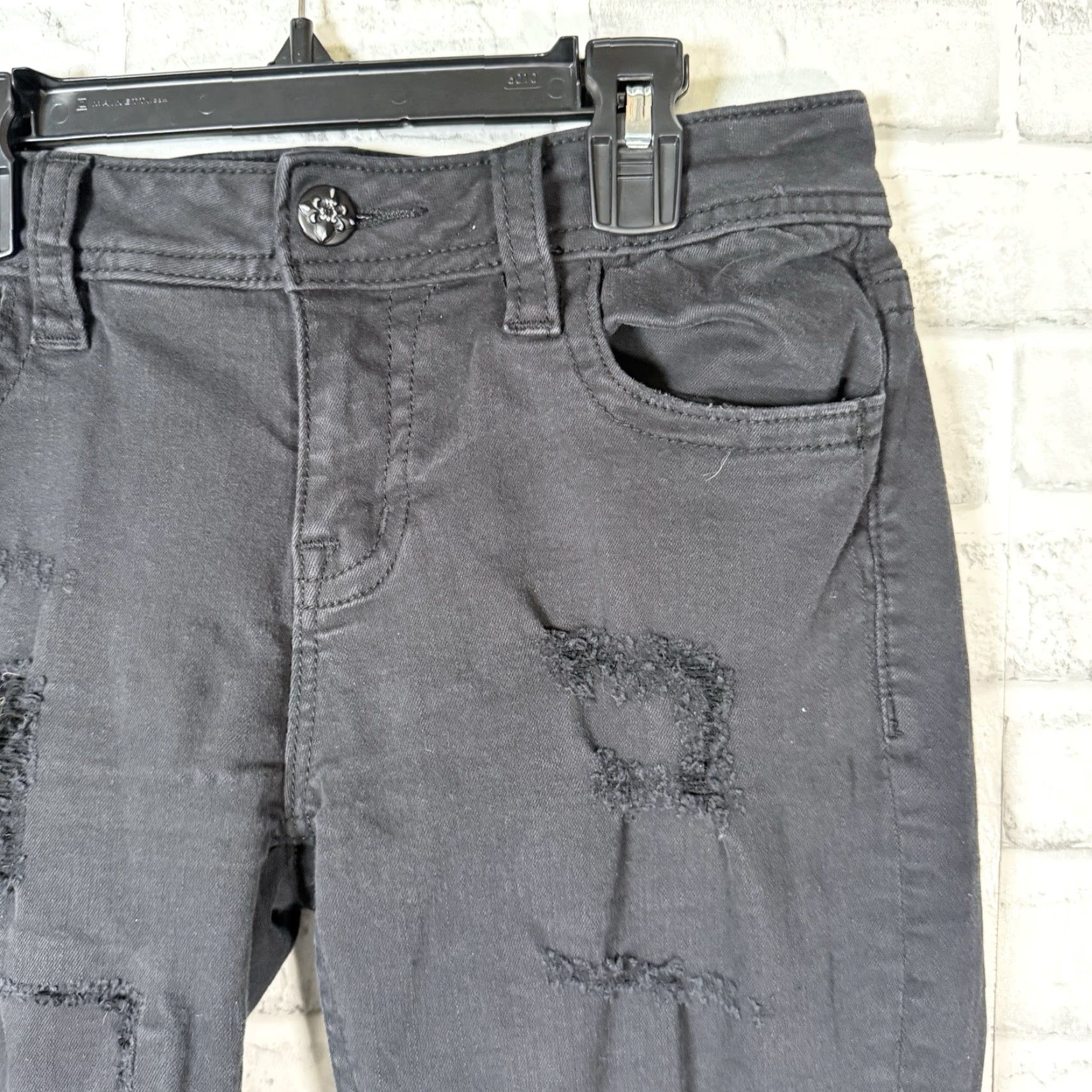 Miss Me VINTAGE Miss Me Black Distressed Skinny Jeans Womens Size 28x31 Size 28" / US 6 / IT 42 - 2 Thumbnail