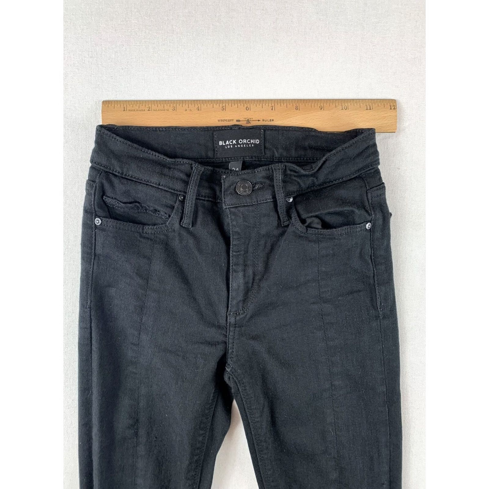 Vintage BLACK ORCHID LOS ANGELES JEANS WOMENS SKINNY 24 NOLA FRONT ZIP BLACK Size 42" / US 20 - 6 Thumbnail