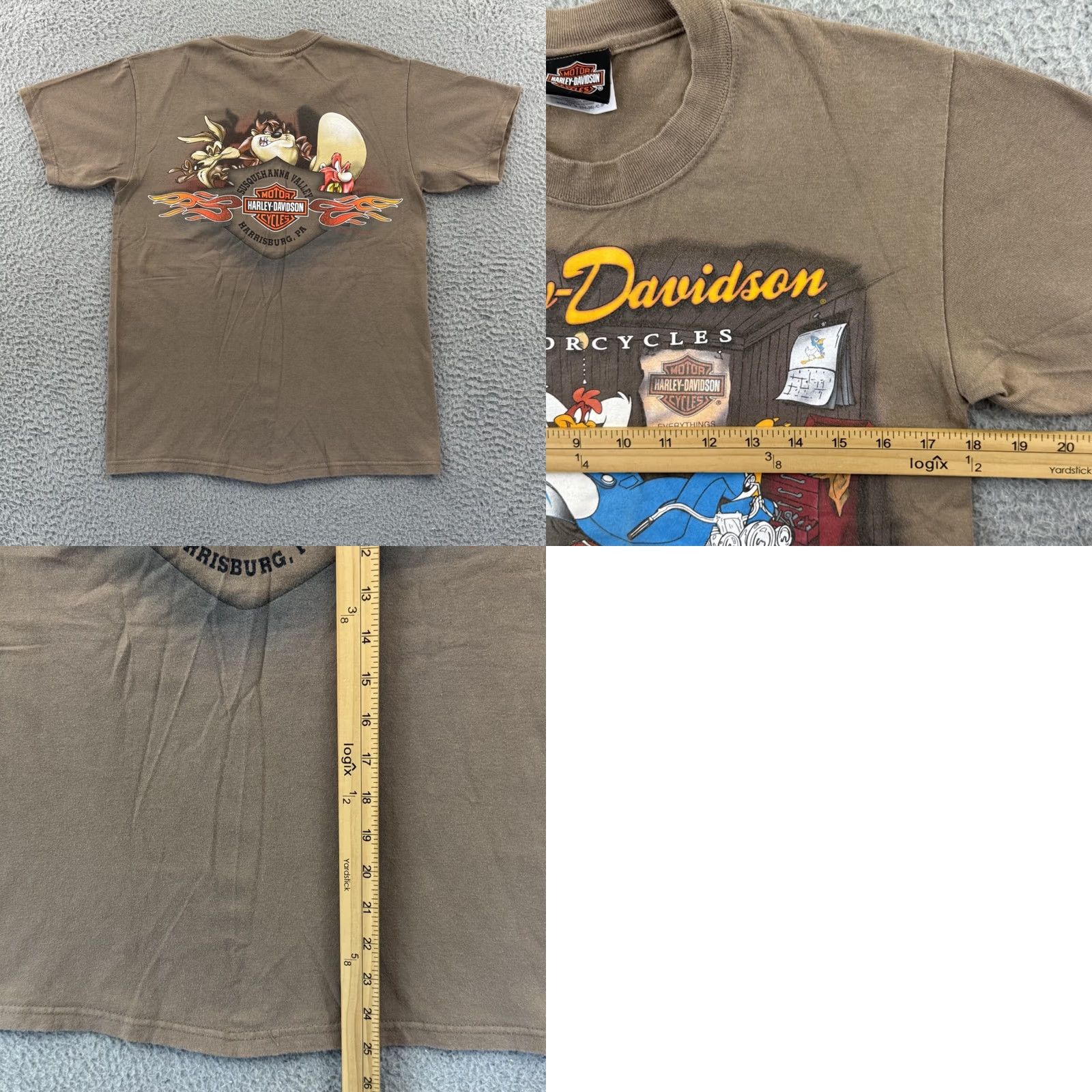 Harley Davidson VINTAGE Harley-Davidson Shirt Adult Small Brown Foghorn Leghorn Looney Tunes USA T-Shirt Mens Size US S / EU 44-46 / 1 - 8 Thumbnail