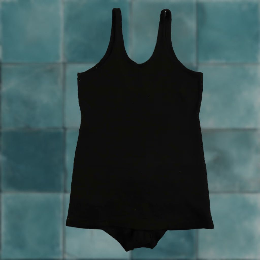 Vintage VINTAGE 1920s Women's Wool Bathing Suit Swimsuit Art Deco Black Medium Nineteen Twenties Size M / US 6-8 / IT 42-44 - 1 Thumbnail