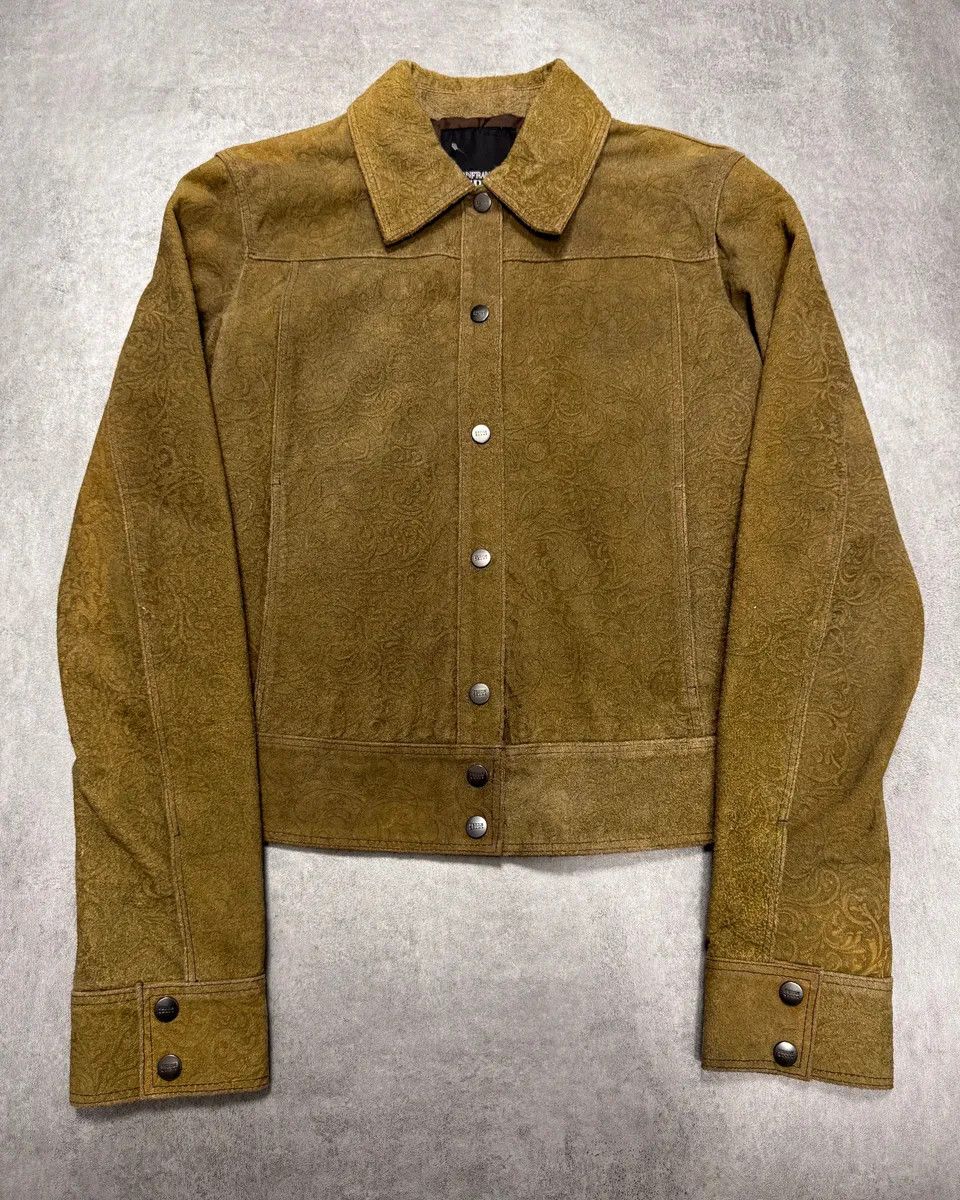 2000s Gianfranco Ferré Prestige Patern Suede Leather Jacket