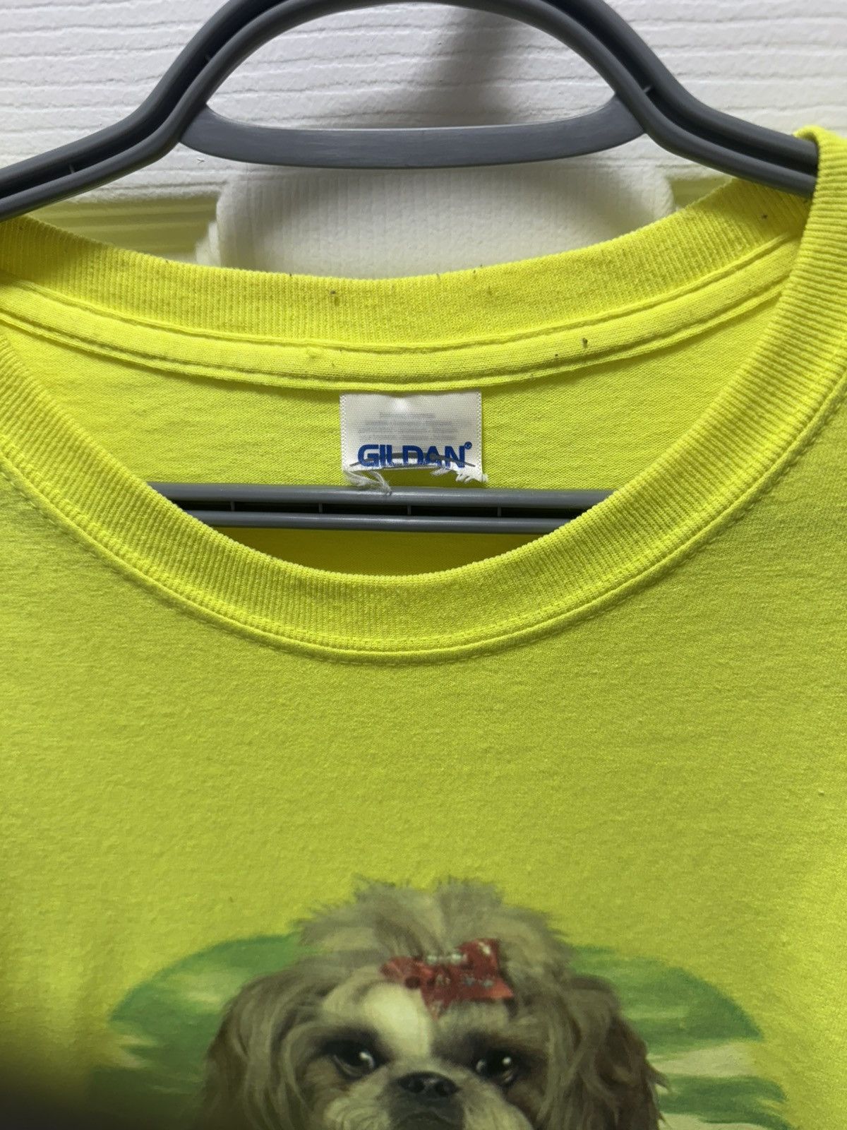 Gildan × Vintage Gildan Shih Tzu Dog Custom Shirt Vintage Highlighter Yellow Size US L / EU 52-54 / 3 - 4 Thumbnail