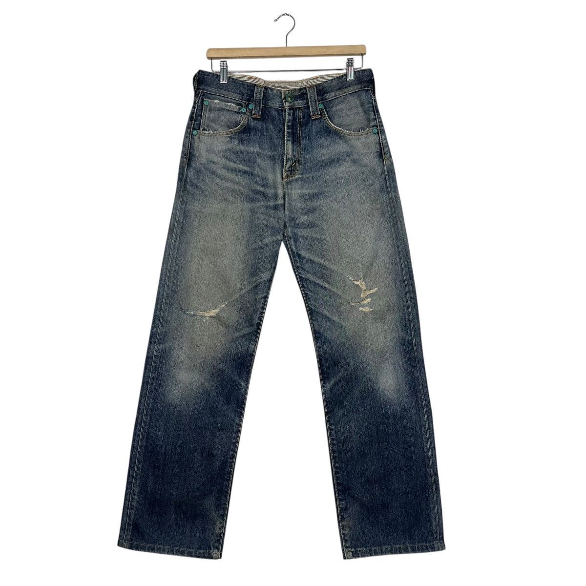 Levi's Vintage Levis Buckle Belt Distressed Denim Jeans Size US 30 / EU 46 - 1 Thumbnail