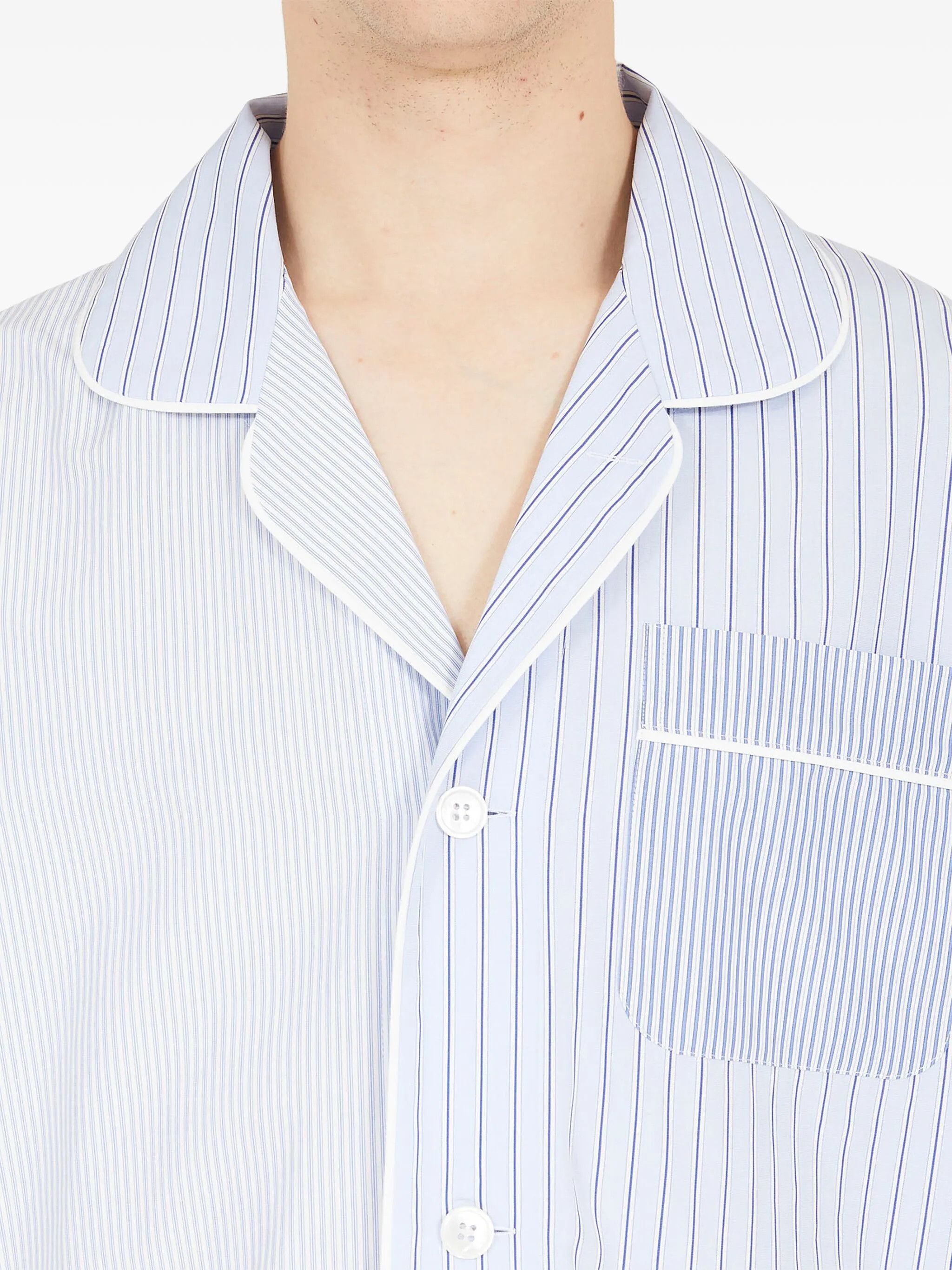 Maison Margiela oc11z0925 Striped Cotton Pajama Shirt in Blue Size US M / EU 48-50 / 2 - 7 Thumbnail