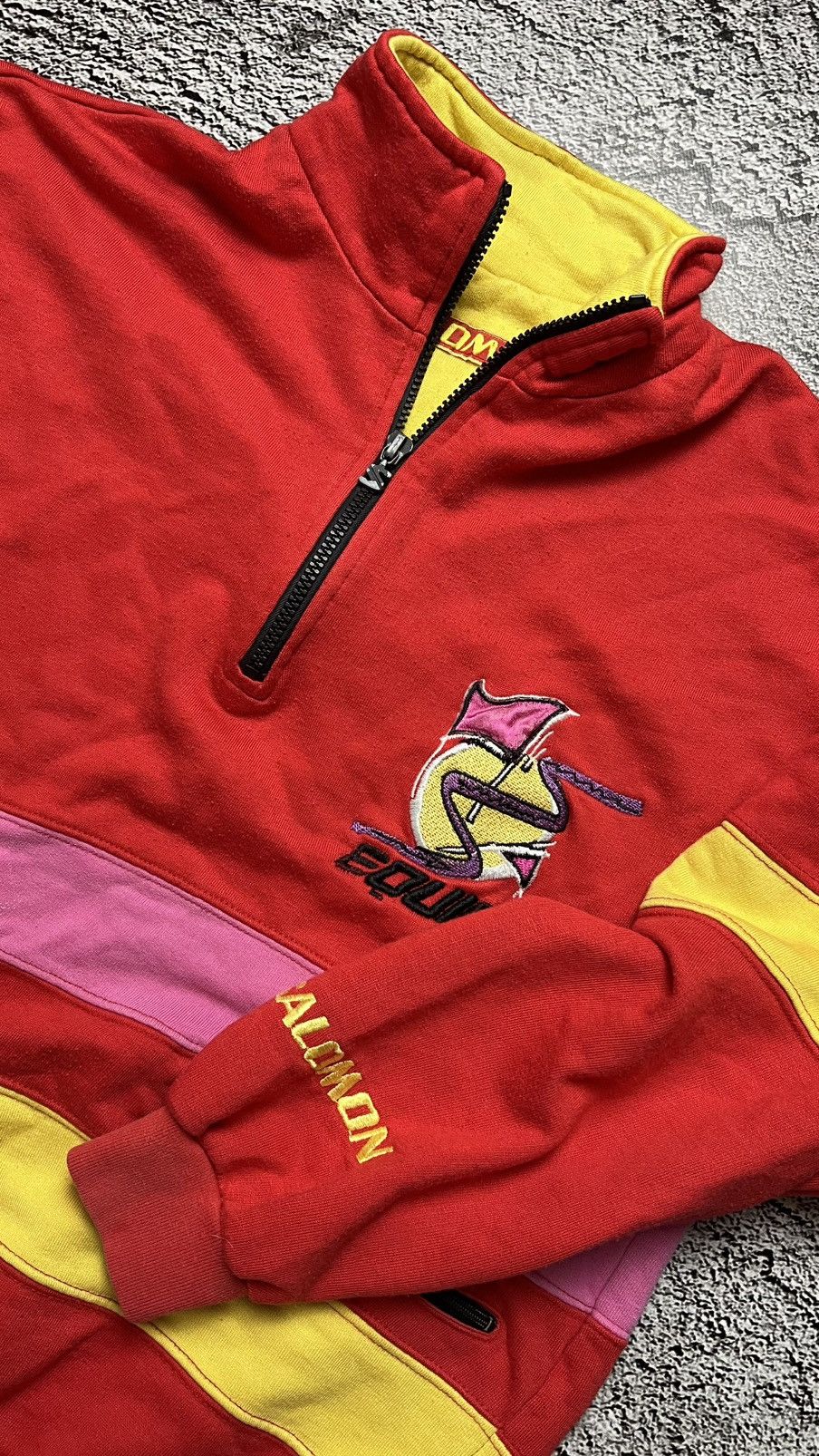Salomon × Vintage Rare Vintage 80's Salomon Equipe Bright Zip Sweatshirt Size US M / EU 48-50 / 2 - 2 Thumbnail