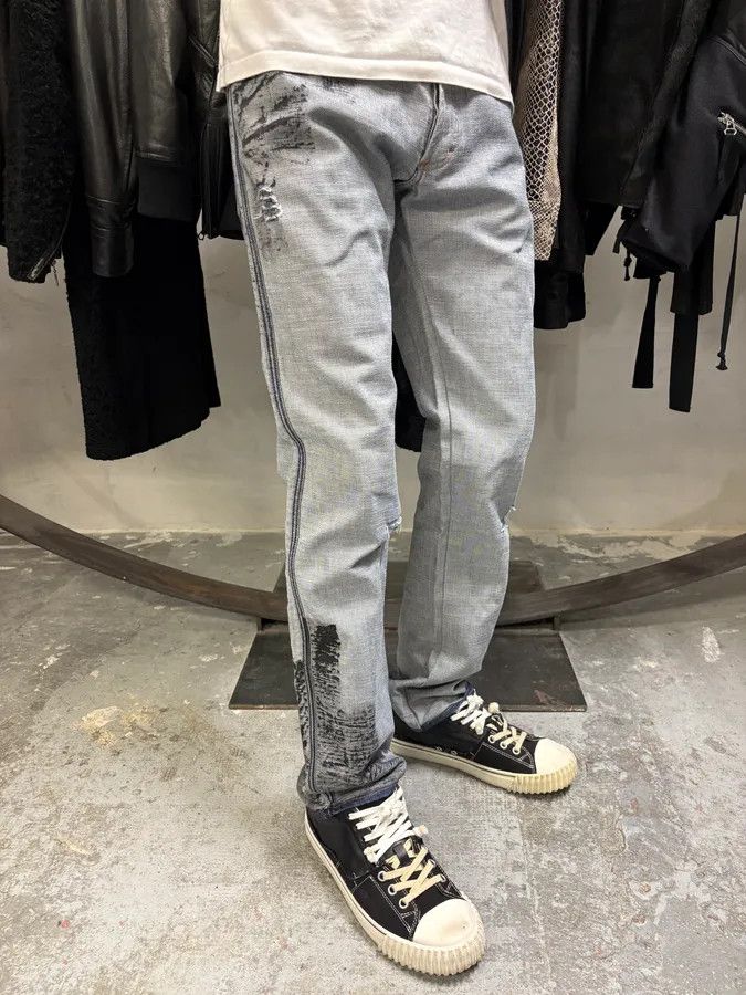 Dolce & Gabbana SS2002 Dolce & Gabbana Reversed Painted Effect Denim Jeans Size US 32 / EU 48 - 2 Thumbnail