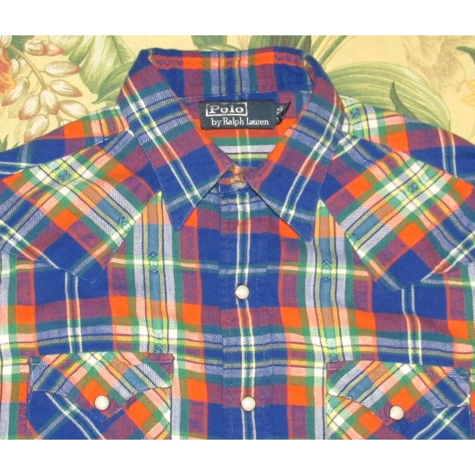 Ralph Lauren Vtg Polo RALPH LAUREN Ikat Long Sleeve Pearl Snap Shirt Medium Size US M / EU 48-50 / 2 - 2 Thumbnail