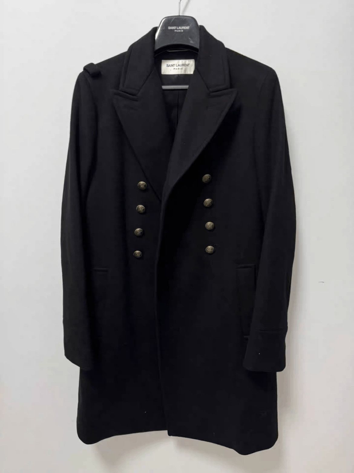Saint Laurent Paris Sz 48 Saint Laurent Paris 17AW Navy Wool Coat-2508 Size US M / EU 48-50 / 2 - 1 Thumbnail