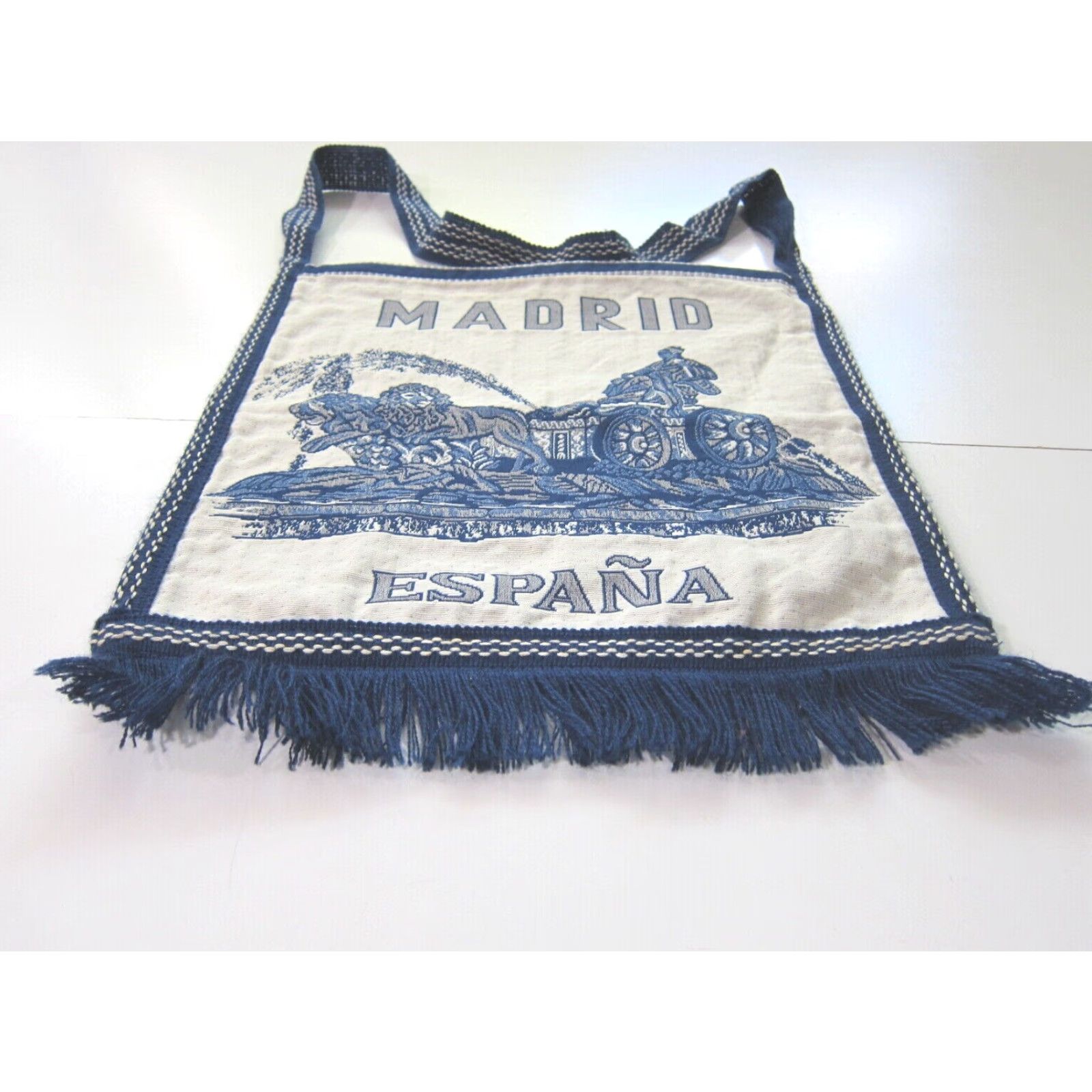 Vintage Vintage Handmade Blue Madrid Espana Cloth Satchel Tote Shoulder Bag Purse Size ONE SIZE - 4 Thumbnail