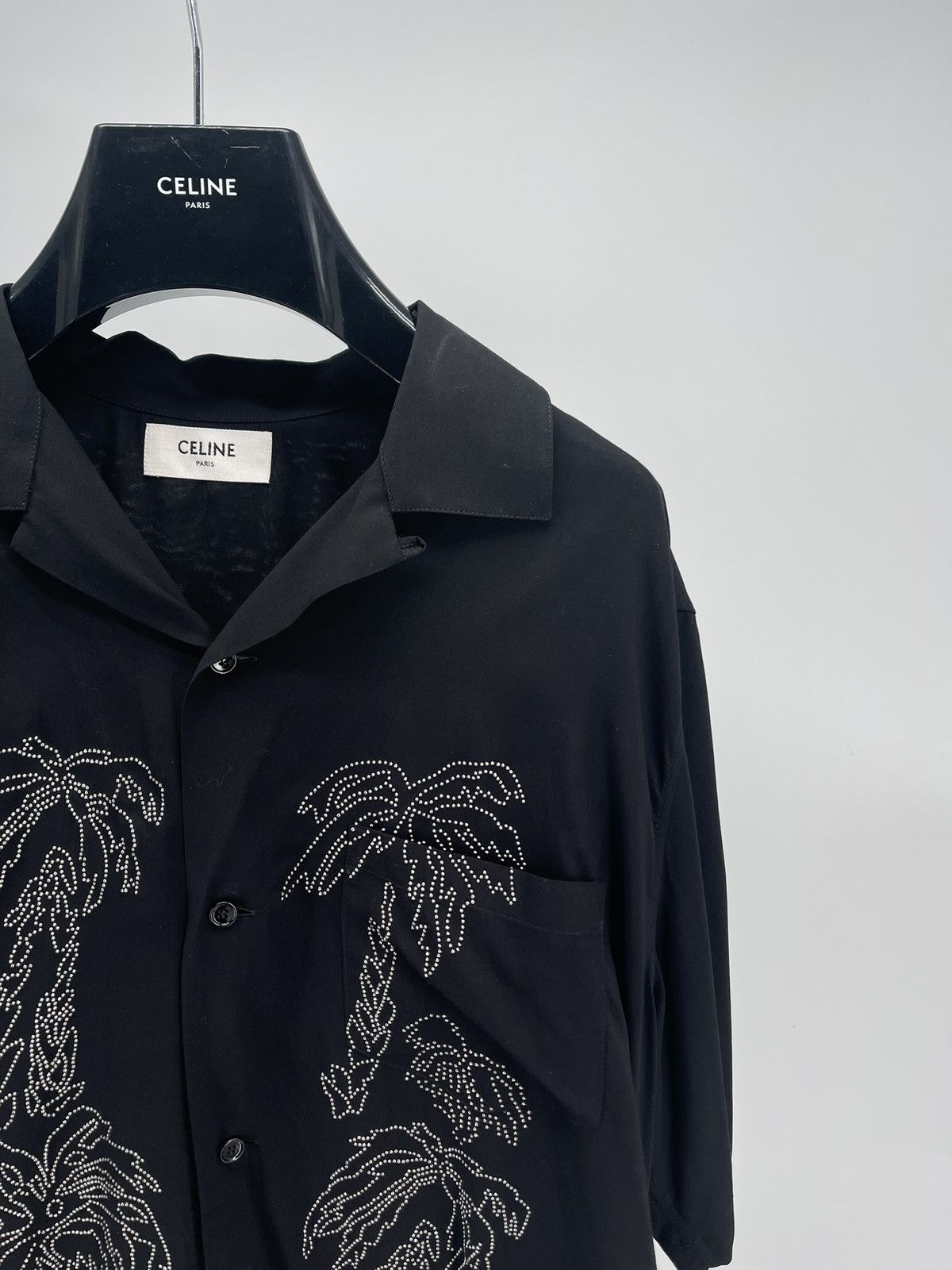 Celine Celine Convertible-Collar Studded Satin Shirt size 38 Size US M / EU 48-50 / 2 - 2 Thumbnail