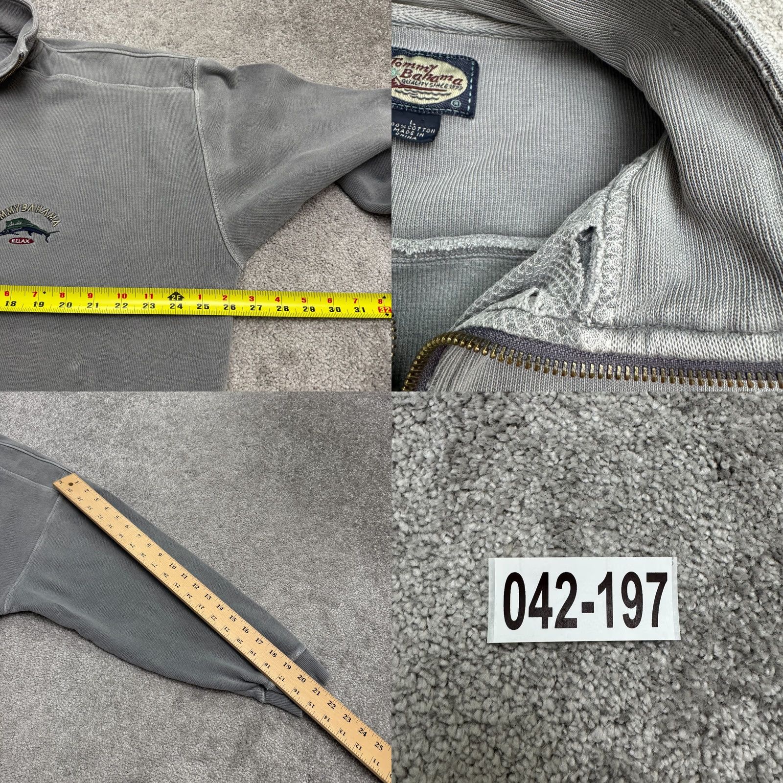Tommy Bahama Tommy Bahama Sweatshirt Mens Large Gray 1/2 Zip Pullover Cotton Regular Fit Outdoor Sports Athleisure Size US L / EU 52-54 / 3 - 9 Thumbnail