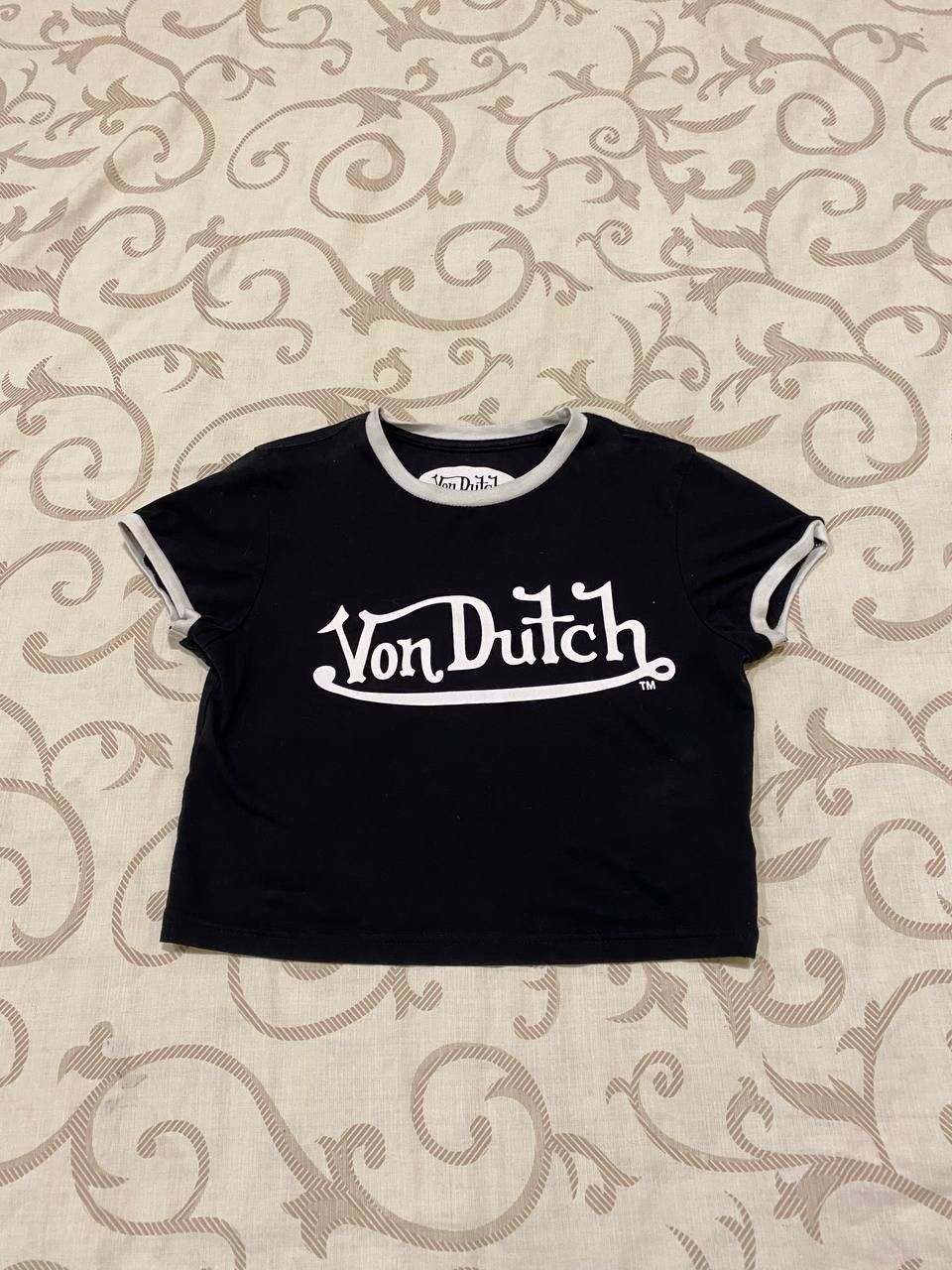 Von Dutch Vintage Y2K Von Dutch Logo Black Cropped Baby Tee Size XL / US 12-14 / IT 48-50 - 1 Thumbnail