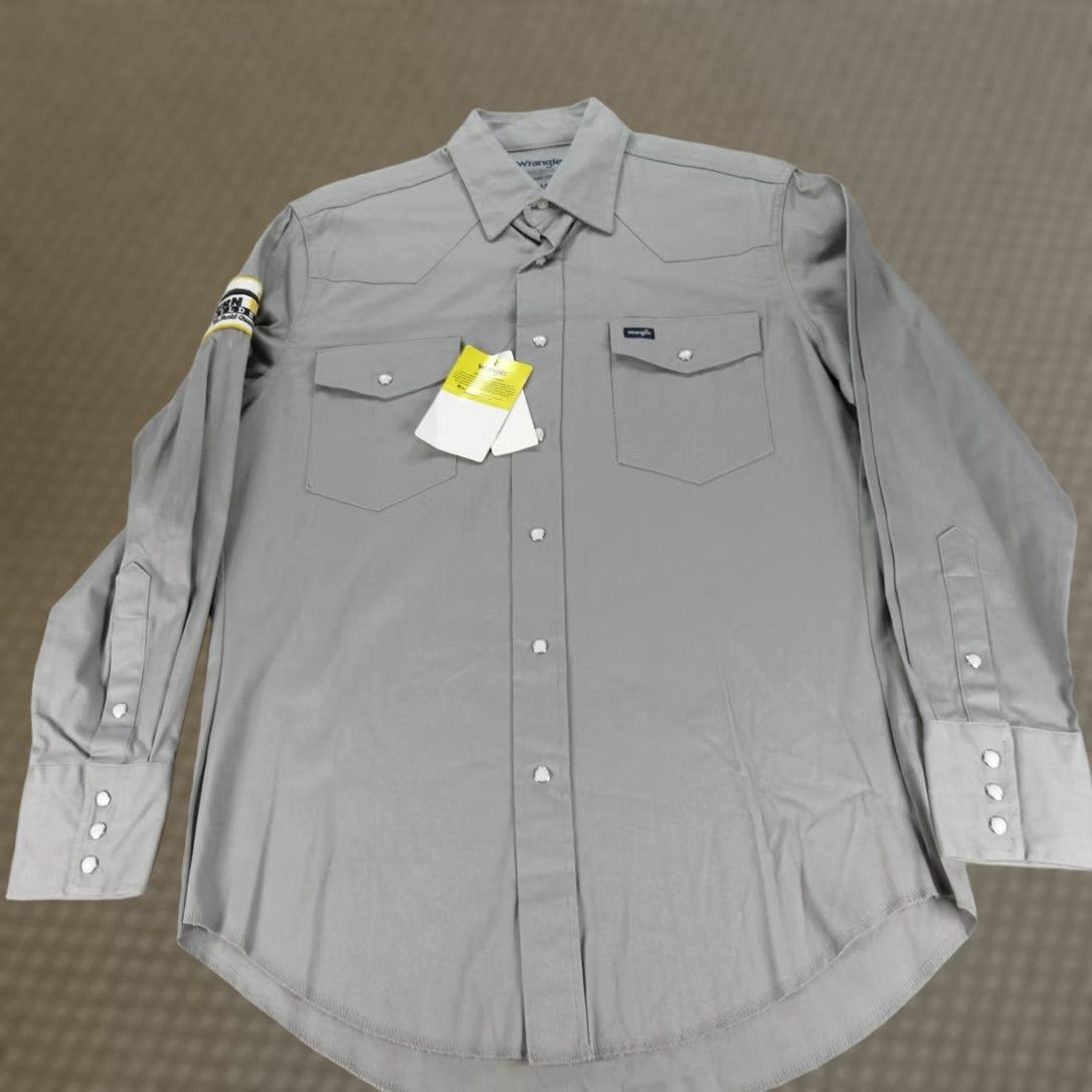 Wrangler Wrangler Shirt Mens Medium Gray Advanced Comfort Cowboy Cut Long Sleeve Button-Up Shirt Size US M / EU 48-50 / 2 - 1 Thumbnail