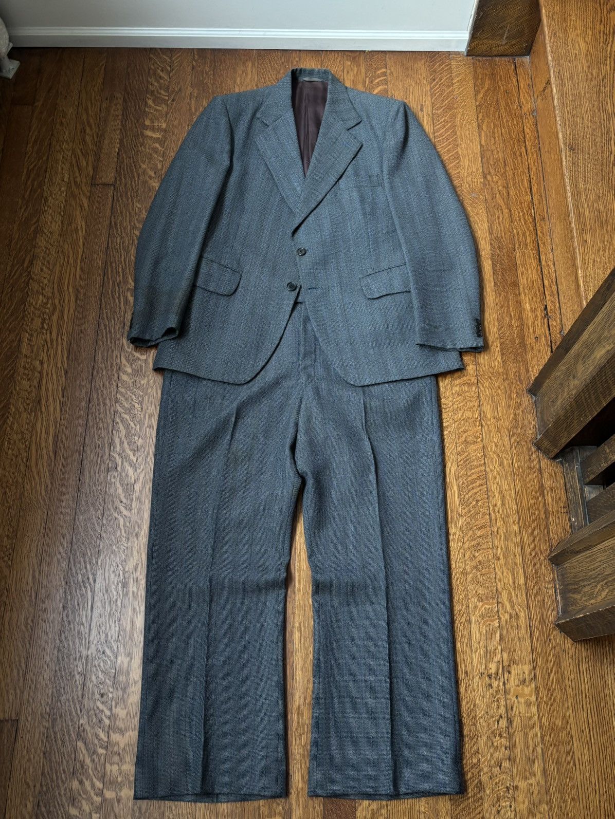 Vintage 1970s Trevira Suit Vintage 2-Piece Suit 1960s Wool Dress Pan Size 36R - 2 Thumbnail