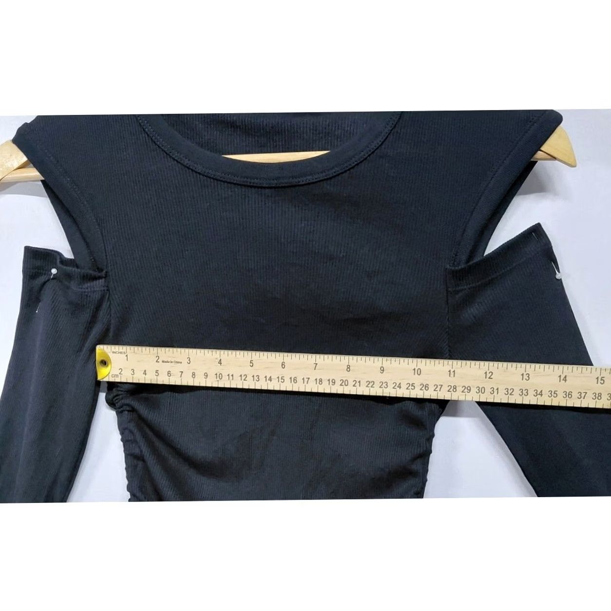 Helmut Lang Helmut Lang H1HW505 Black Ruched Long Sleeve Top Solid Knit Women Size S Size S / US 4 / IT 40 - 6 Thumbnail