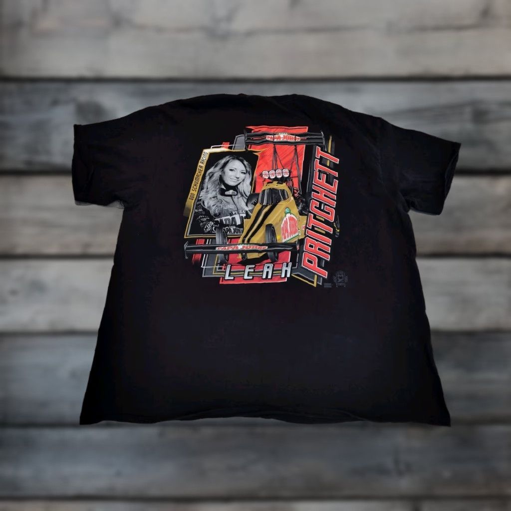 Gildan VINTAGE Leah Pritchett NHRA Drag Racing T-Shirt 2XL Unisex Adults Black Cotton Jersey Racing Logo Size US XXL / EU 58 / 5 - 1 Thumbnail
