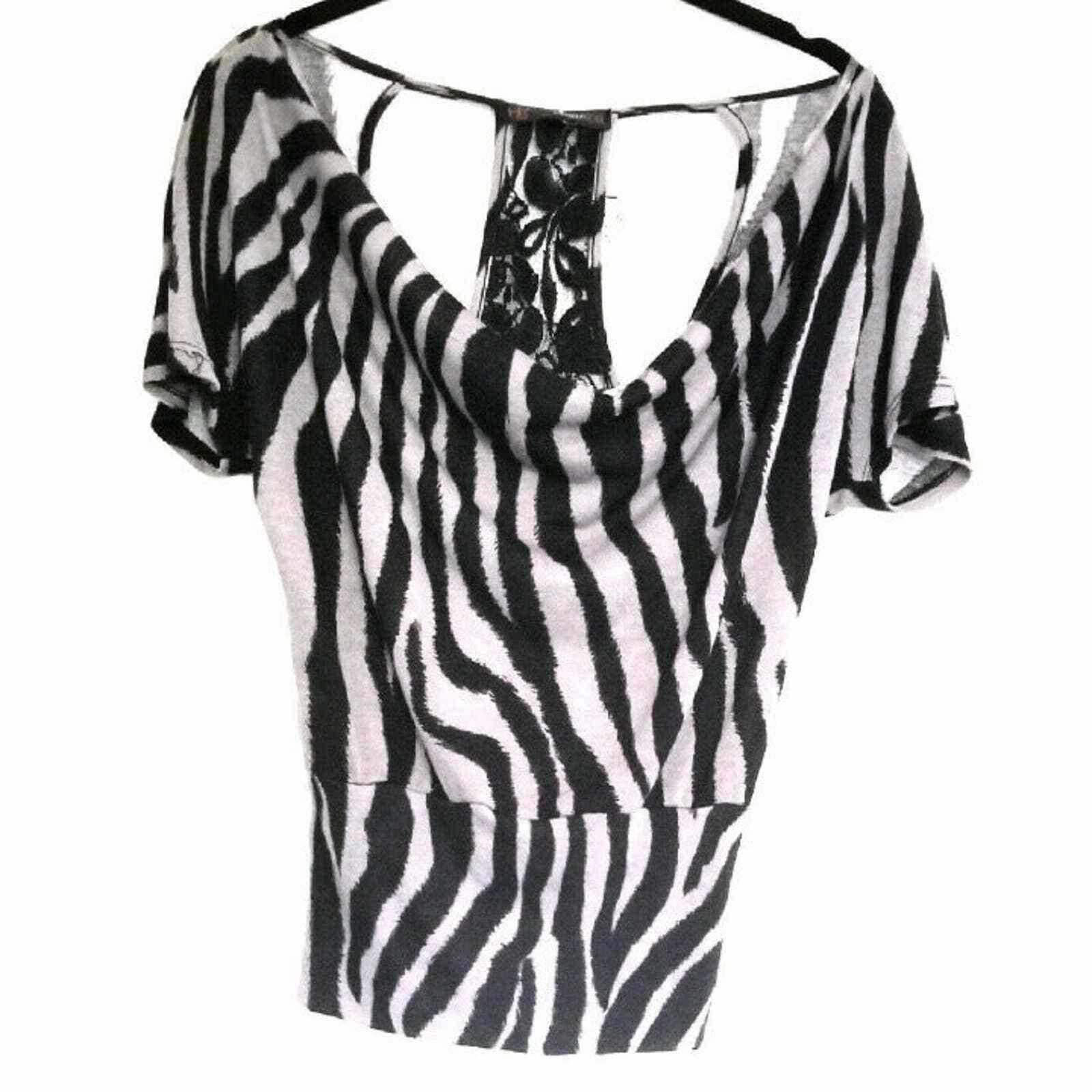 Other Heart Soul Women's Zebra Print Blouse Top - XS Extra Small Size XS / US 0-2 / IT 36-38 - 1 Thumbnail