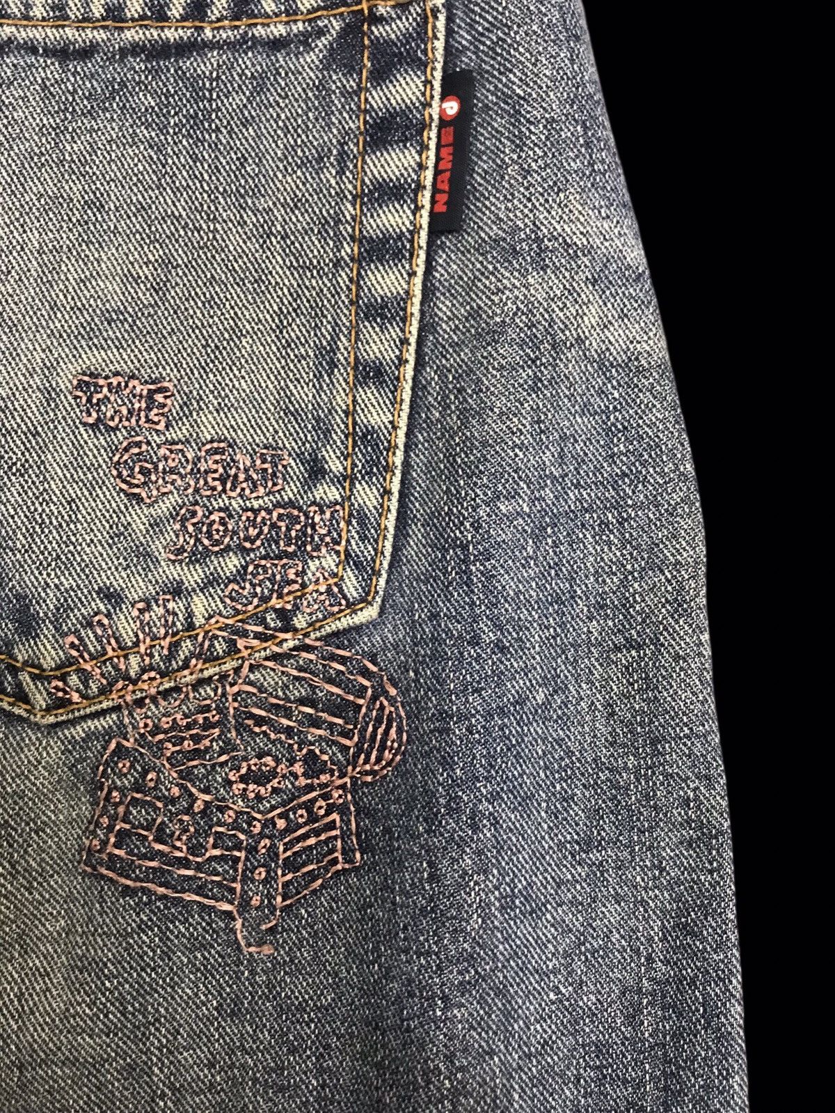 Japanese Brand 💥TWISTED LEG💥DOUBLE NAME PIRATE EMBROIDERY TWIST DENIM F410 Size US 31 - 17 Thumbnail
