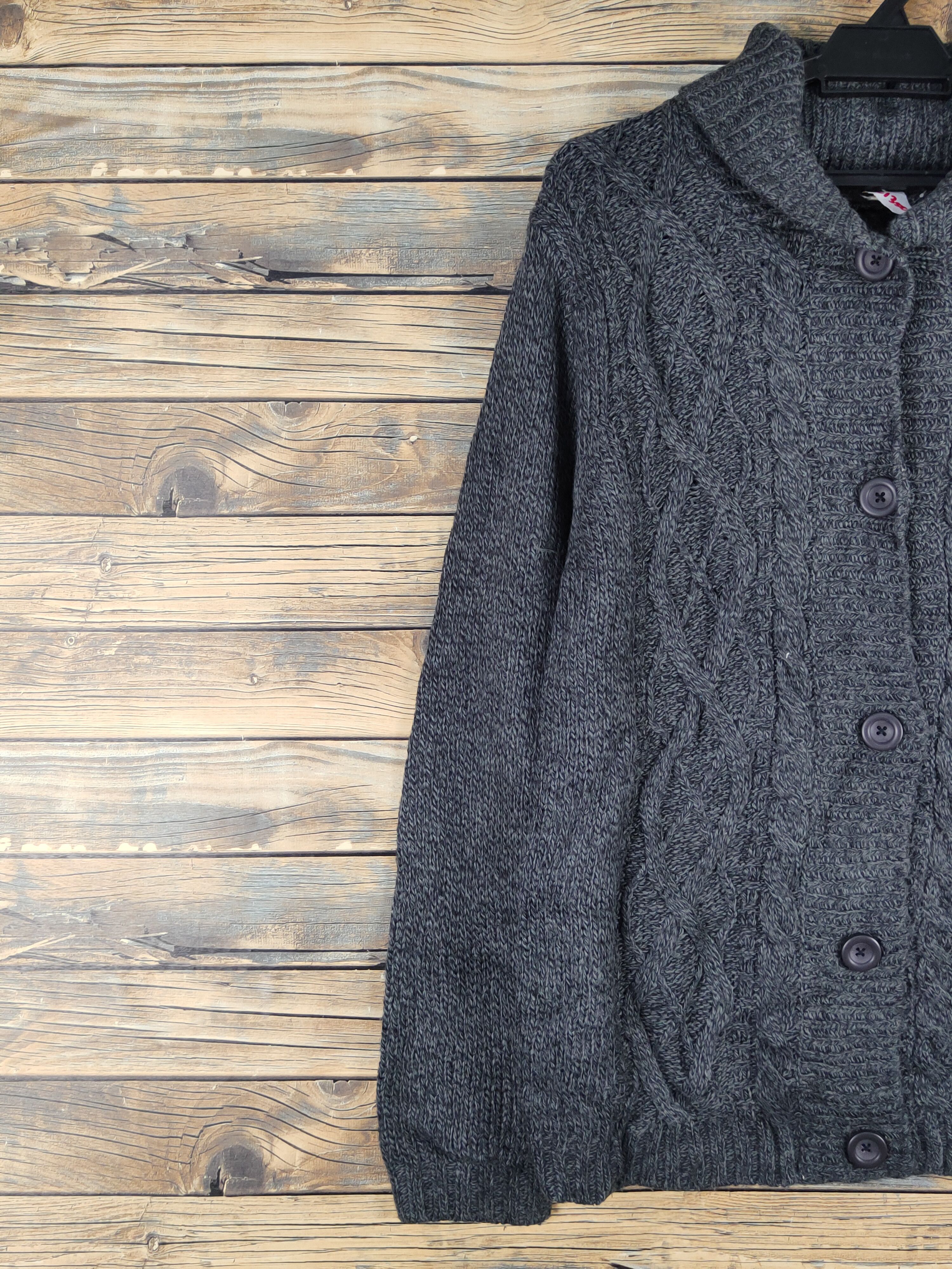 Aran Isles Knitwear × Japanese Brand × Vintage Topvalu Dark Gray cable Knitwear Sweaters #W1350 Size US M / EU 48-50 / 2 - 3 Thumbnail