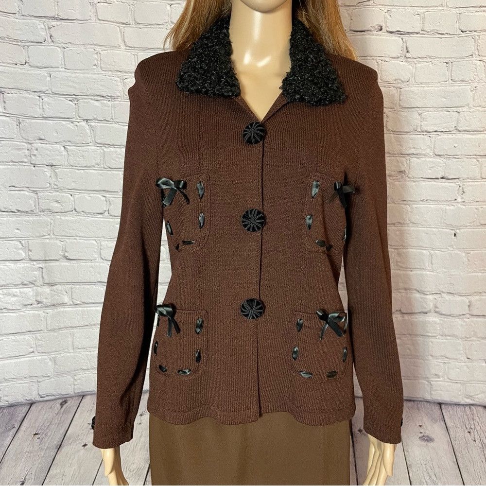 Other New Vintage Jules of Margate Brown Knit Cardigan Jacket Siz Size S / US 4 / IT 40 - 2 Thumbnail
