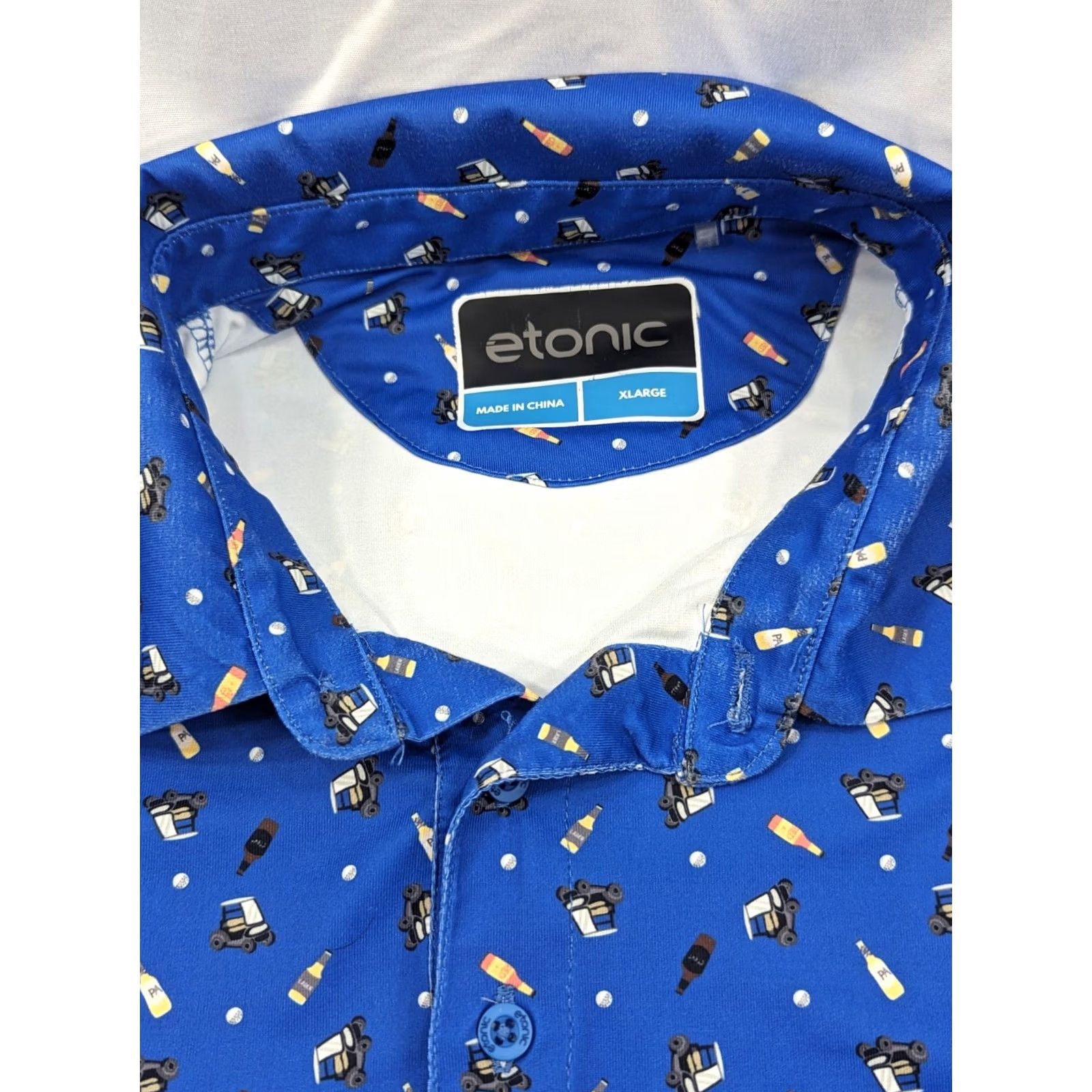 Vintage Etonic Polo Shirt Mens XL Blue Golf Cart Beer Print Athletic Performance Shirt Size US XL / EU 56 / 4 - 4 Thumbnail