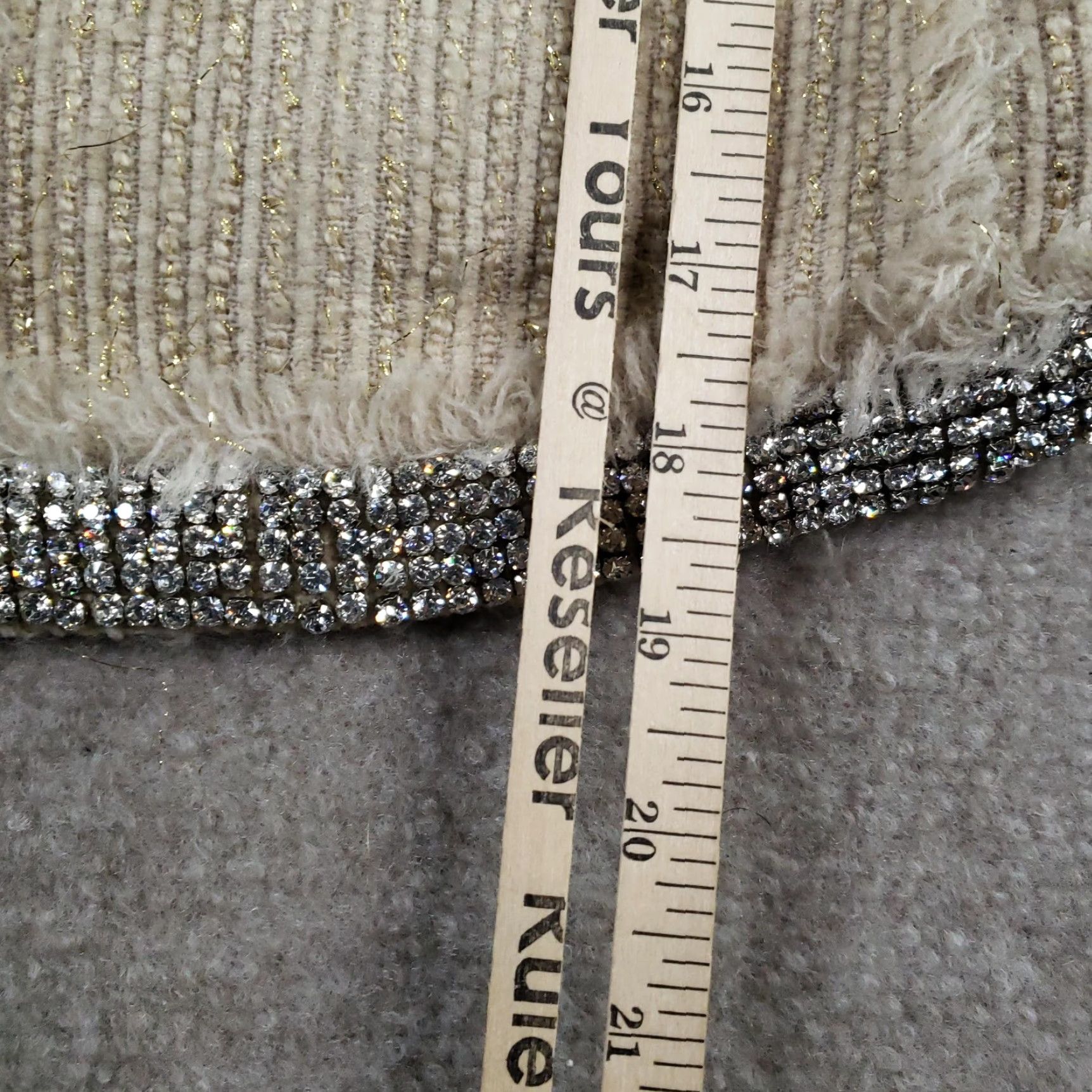 Tory Burch Tory Burch Jacket Womens 2 Beige Tweed Rhinestone Embellished Open Front Size XS / US 0-2 / IT 36-38 - 4 Thumbnail