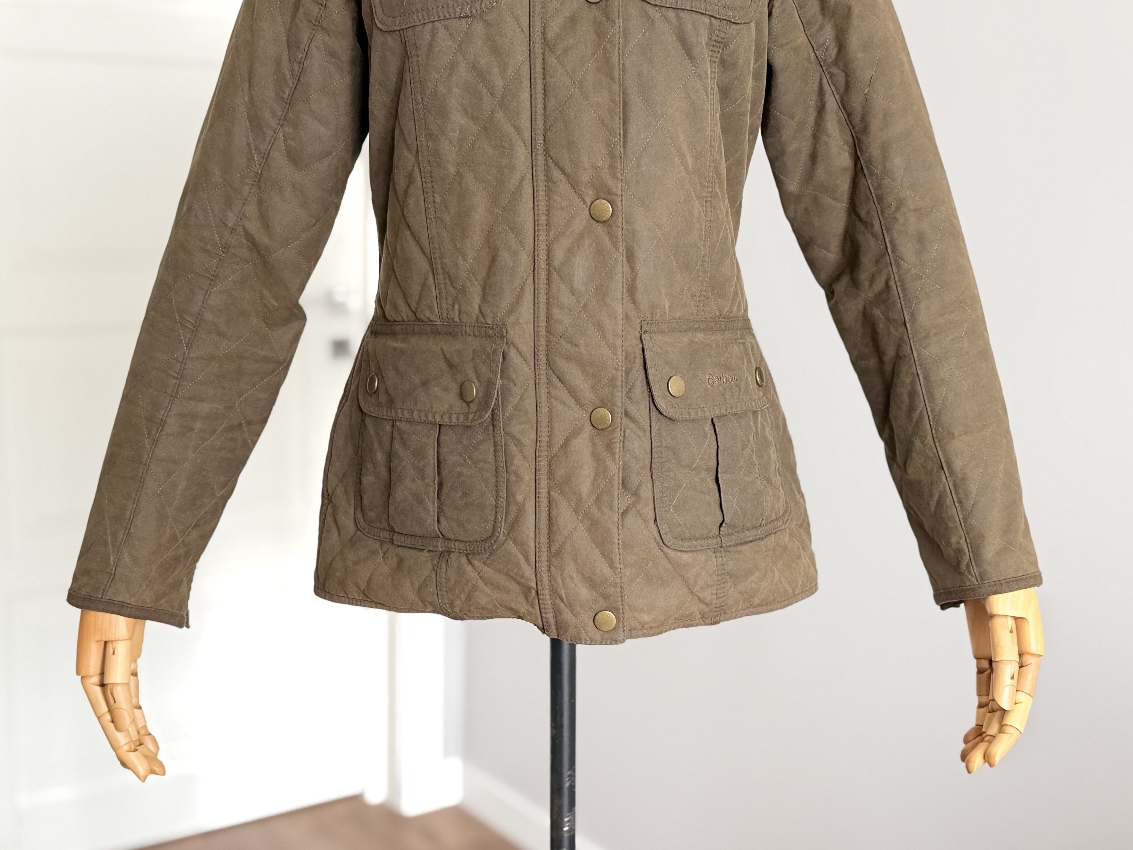 Barbour BARBOUR Quilted Utility Wax Womens Jacket Olive Waxed Cotton Size M / US 6-8 / IT 42-44 - 4 Thumbnail