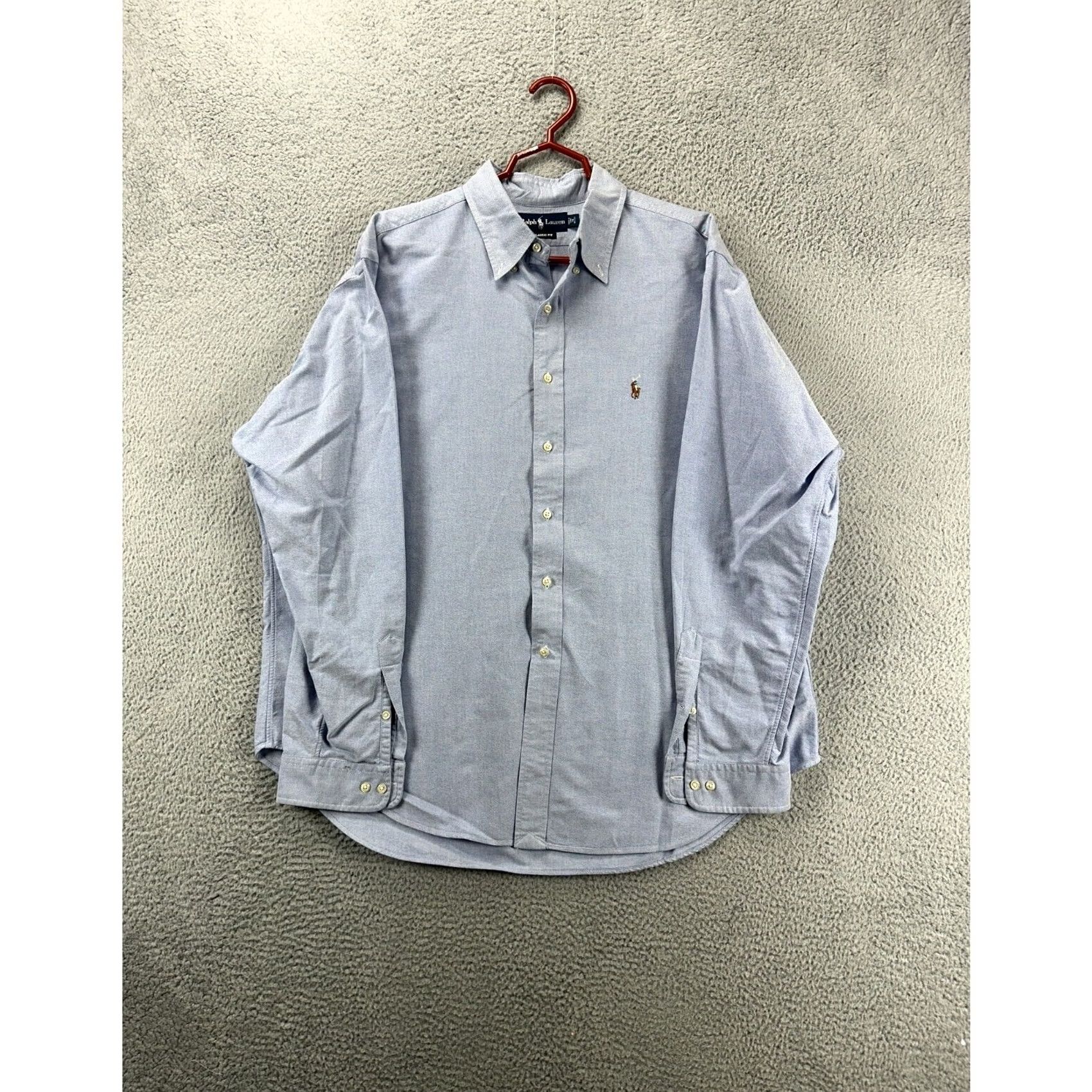 Ralph Lauren Ralph Lauren Button-Up Dress Shirt Mens 18 36-37 Blue Classic Flesh Color Pony Button-Down Size 48R - 4 Thumbnail
