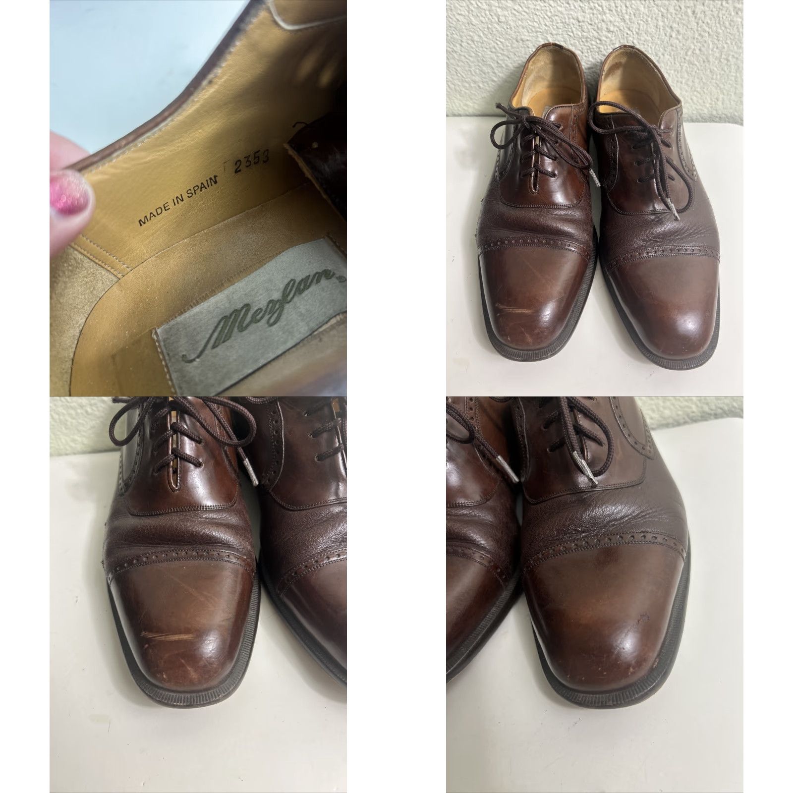 Mezlan MEZLAN Nicola Cap Toe Oxford Dress Shoes Mens 7.5 Brown Smooth & Pebbled Leather Shoes Size ONE SIZE - 8 Thumbnail