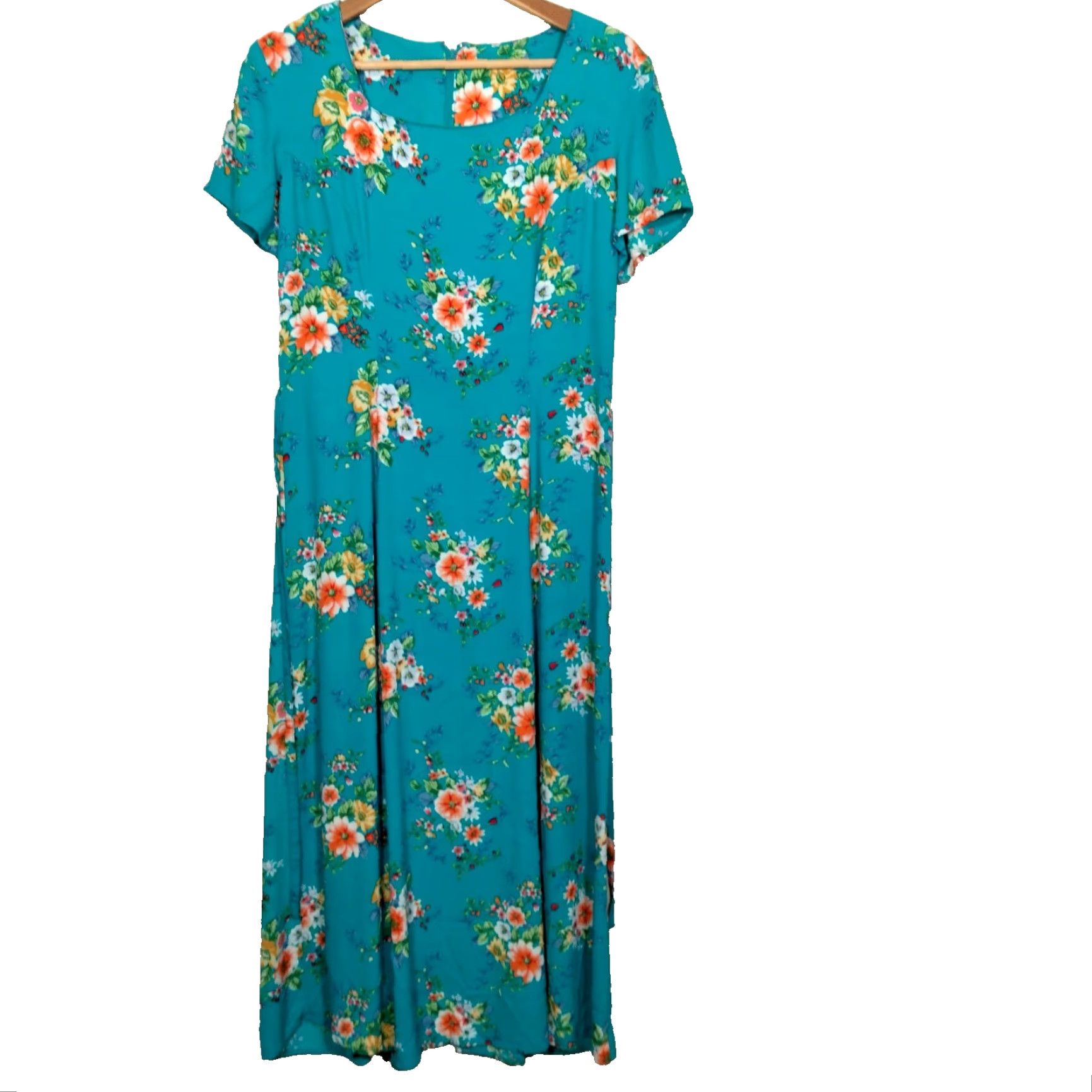 Vintage Vintage Ivy Collection 1990s Maxi Dress Women Blue Floral Spring Casual Tie Back Zip Size L / US 10 / IT 46 - 3 Thumbnail