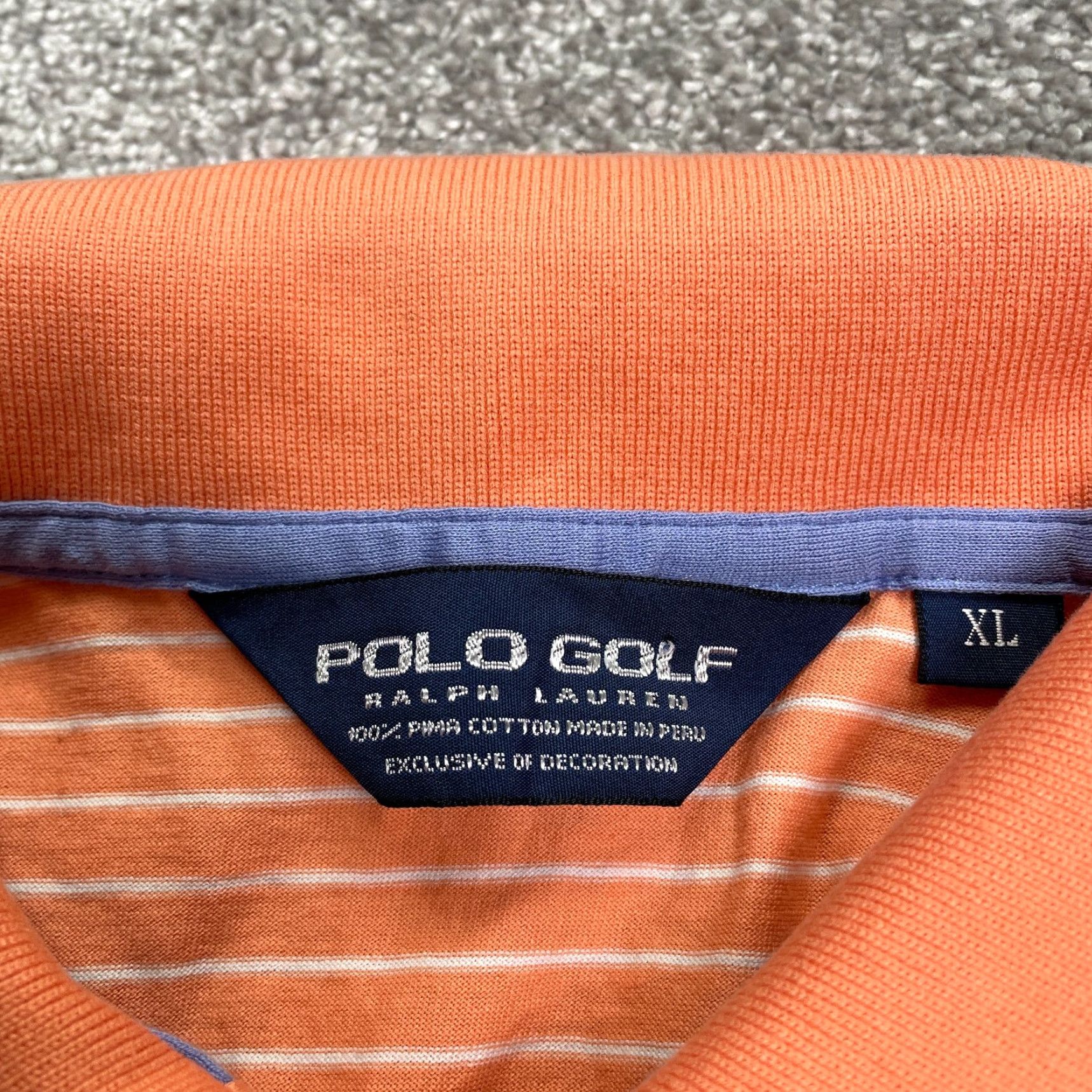Ralph Lauren Ralph Lauren Polo Golf Shirt Mens XL Orange Striped Short Sleeve Cotton Outdoor Size US XL / EU 56 / 4 - 4 Thumbnail