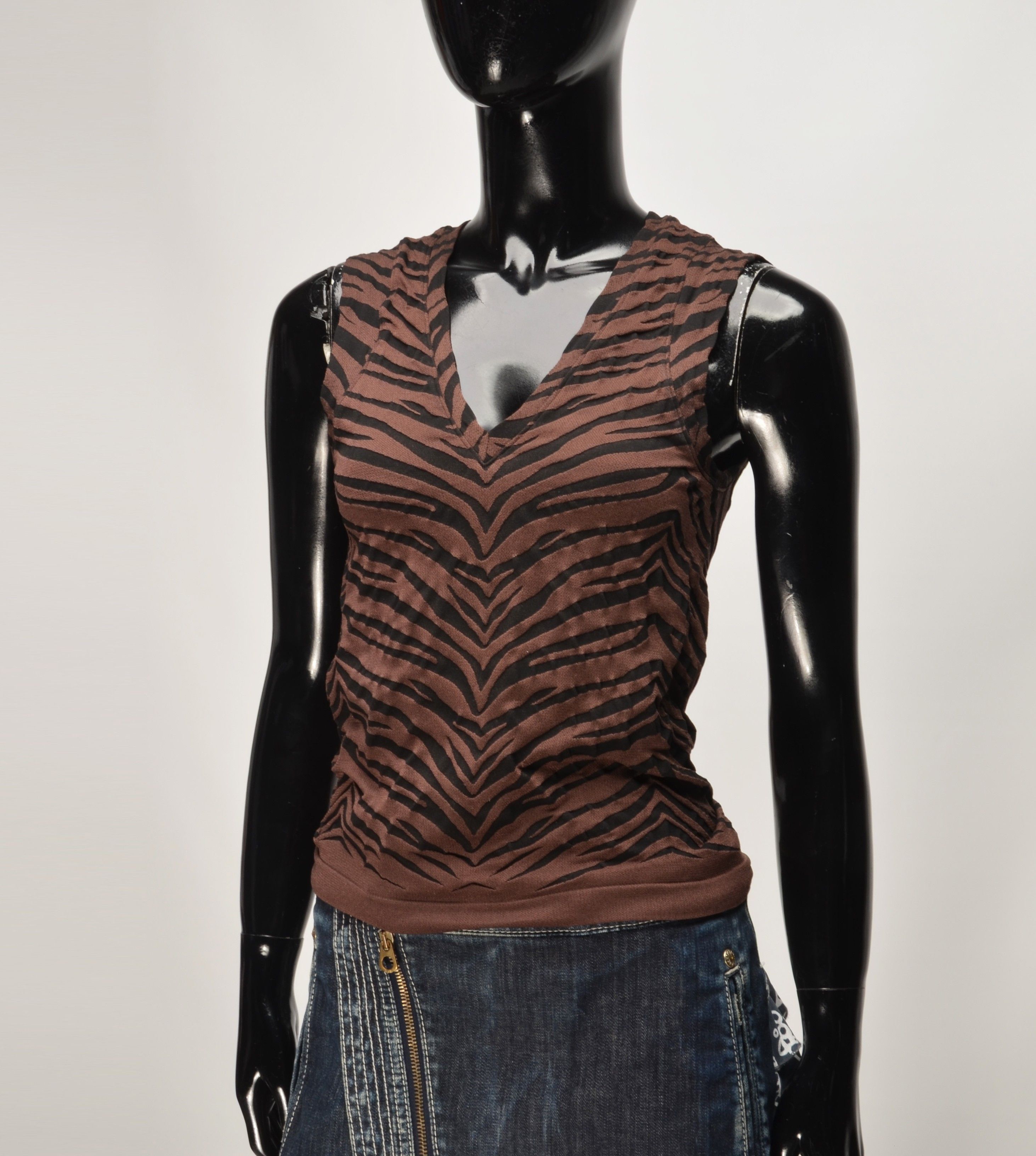 Wolford Wolford Velvet Mix Zebra Print V-Neck Tank Top Size M / US 6-8 / IT 42-44 - 2 Thumbnail