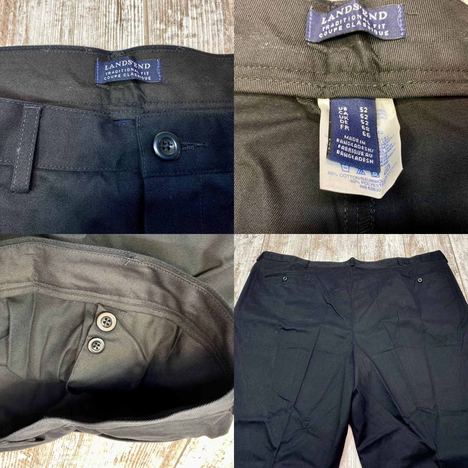 Lands' End Lands' End Chino Pants Mens 52x29 Black Traditional Fit Pleated NEW 7555 Size US 36 / EU 52 - 8 Thumbnail