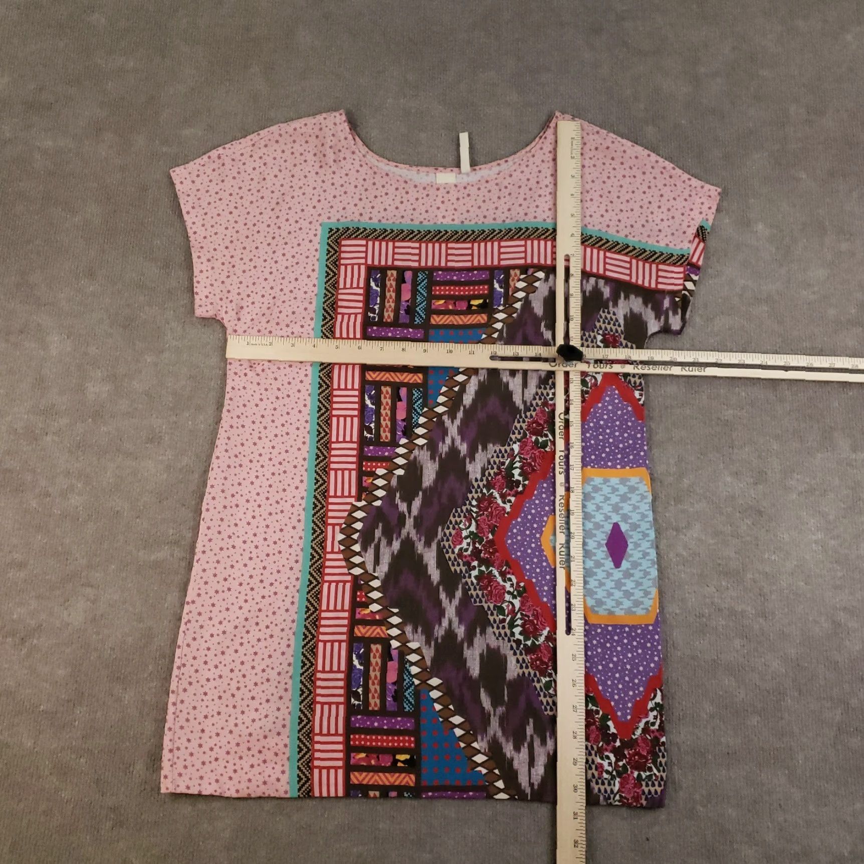 Anthropologie VINTAGE Anthropologie Silk Shift Dress Women Small Pink Geometric 90s Casual Party Size 28" / US 6 / IT 42 - 2 Thumbnail