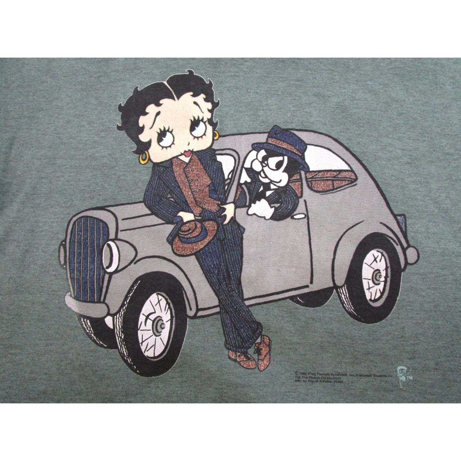 Vintage VINTAGE 1995 Betty Boop Bimbo The Dog Car Crewneck Sweatshirt 90s Green Nike? Size US M / EU 48-50 / 2 - 2 Thumbnail