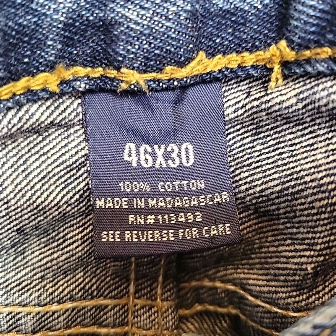 Denime FULL BLUE Jeans Mens 46x30 Blue Denim 100% Cotton Work Comfort Straight 5-Pocket Baggy American Western Belt Loops Size US 30 / EU 46 - 4 Thumbnail