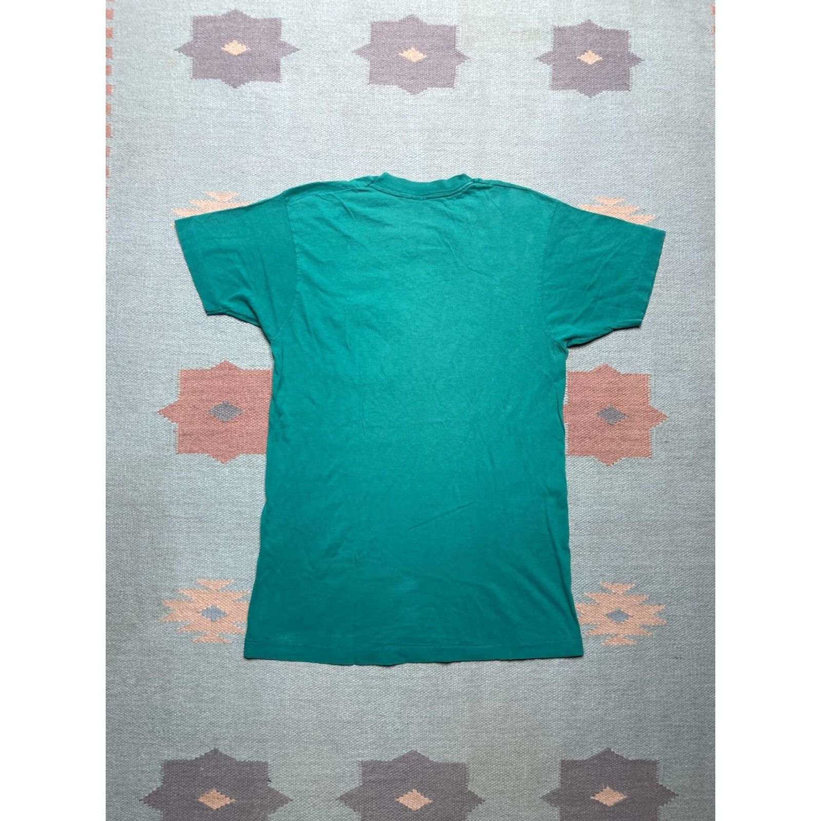 Fruit Of The Loom VINTAGE Fruit of the Loom T-Shirt Pocket Teal Turquoise Cotton Medium Mens 80s Size US M / EU 48-50 / 2 - 8 Thumbnail