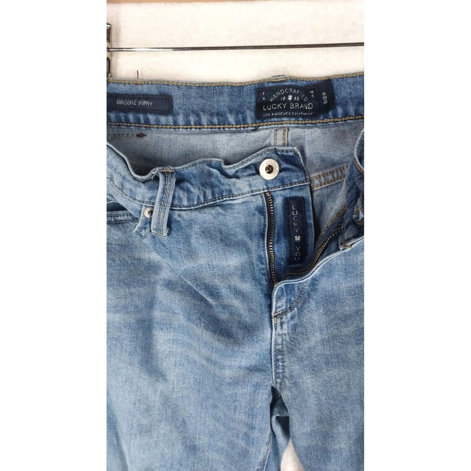 Lucky Brand Lucky Brand Brooke Skinny Jeans Women Size 8 29 Blue Denim Jeans Women Regular Skinny 5-Pocket Stretch Button Zip MId Rise Light Wash Cotton Denim Size 30" / US 8 / IT 44 - 3 Thumbnail