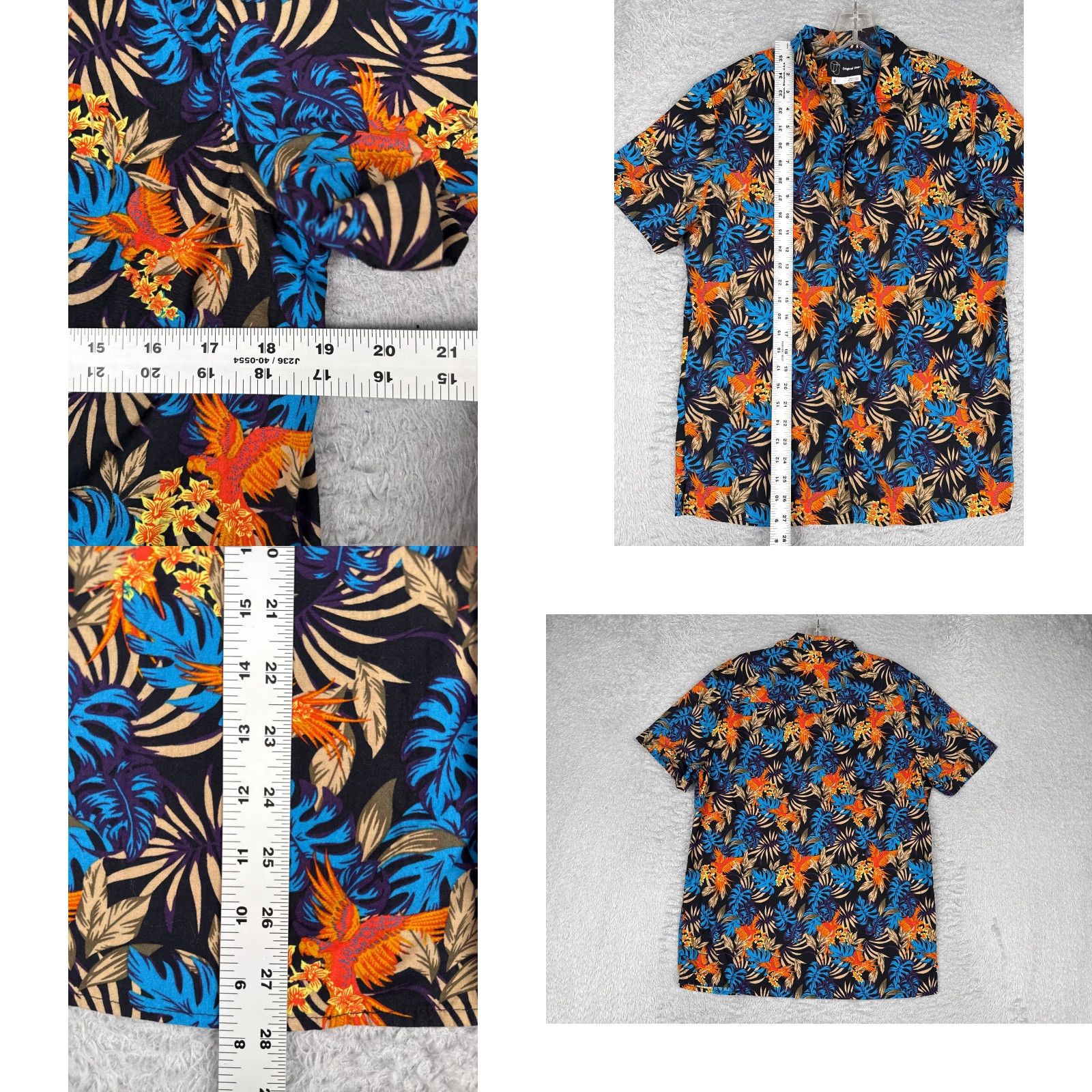 Vintage Original Use Shirt Men Small Black Blue Parrot Floral Hawaiian Cotton Button Up Size US S / EU 44-46 / 1 - 8 Thumbnail