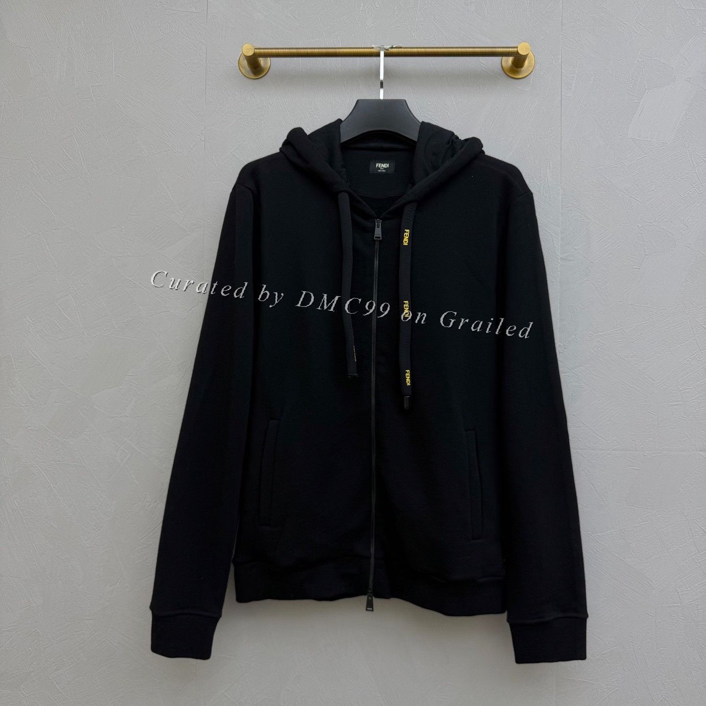 Fendi Fendi Gold Logo Wool Zipper Hoodie Size US L / EU 52-54 / 3 - 1 Thumbnail
