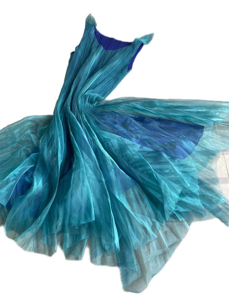 Issey Miyake Issey Miyake size:3 Lake blue tulle dress Size S / US 4 / IT 40 - 1 Thumbnail